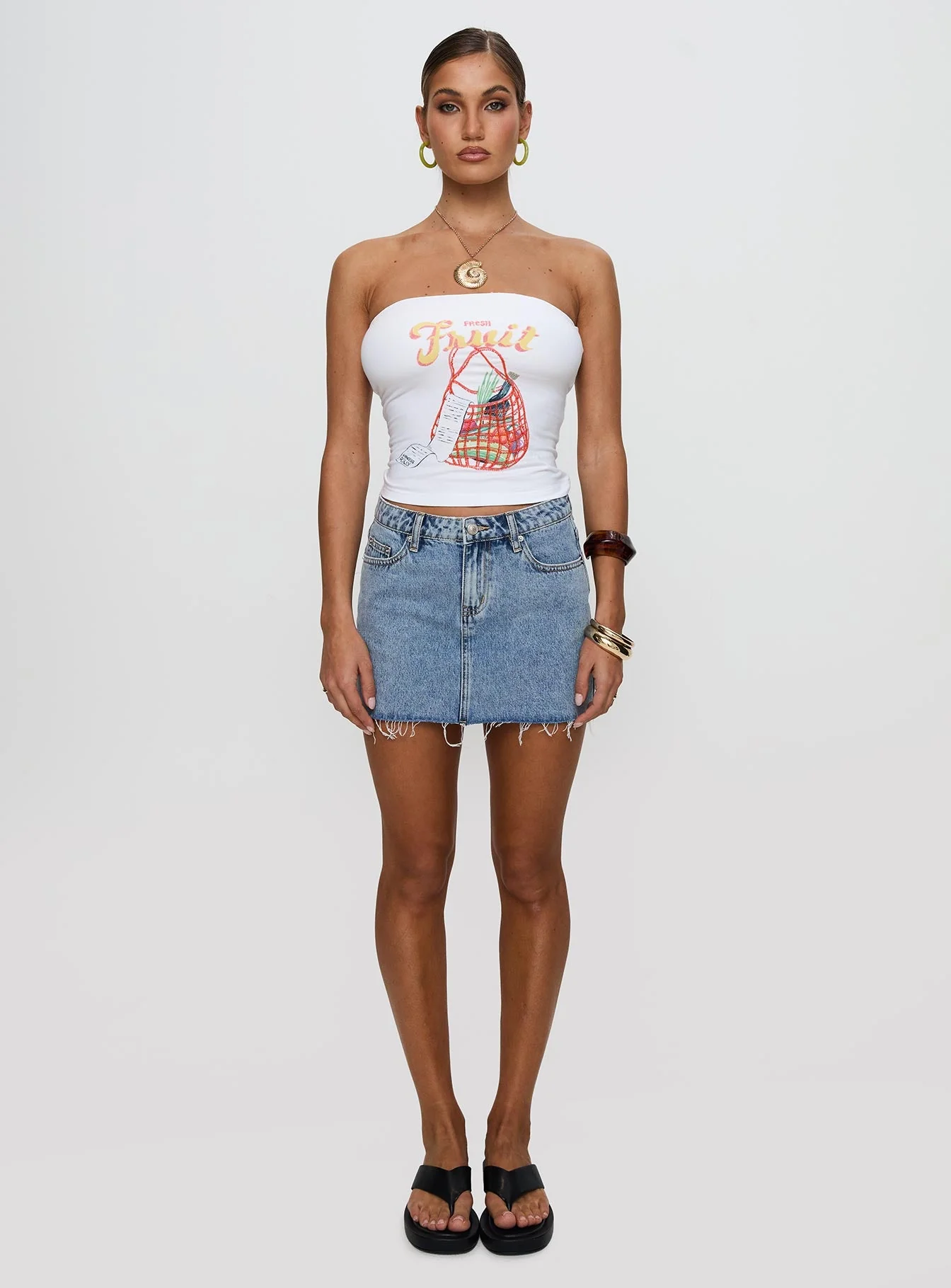 Fresh Fruit Strapless Top Ivory - Image 7
