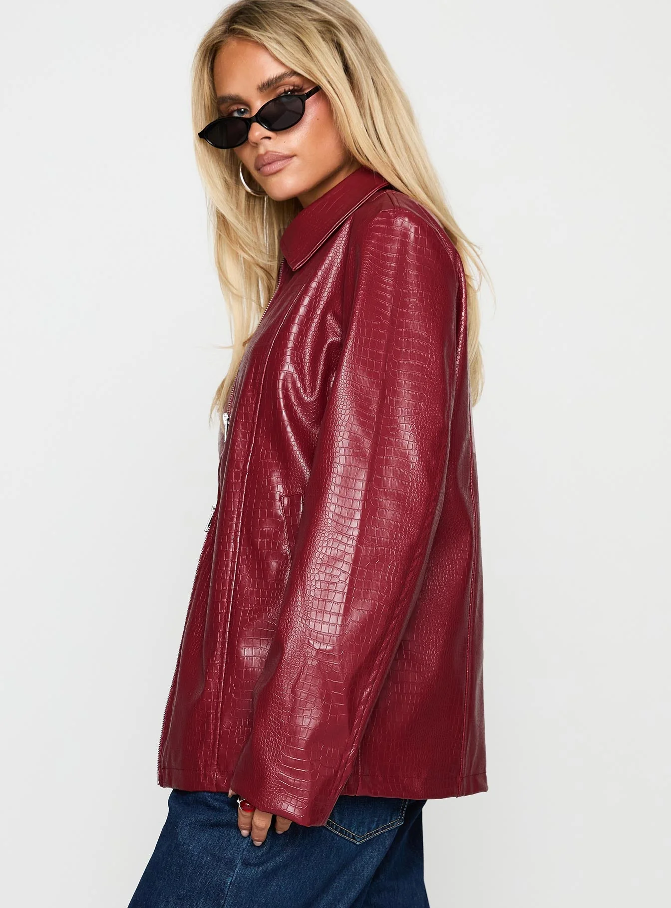 Friday Night Faux Leather Jacket Red - Image 3