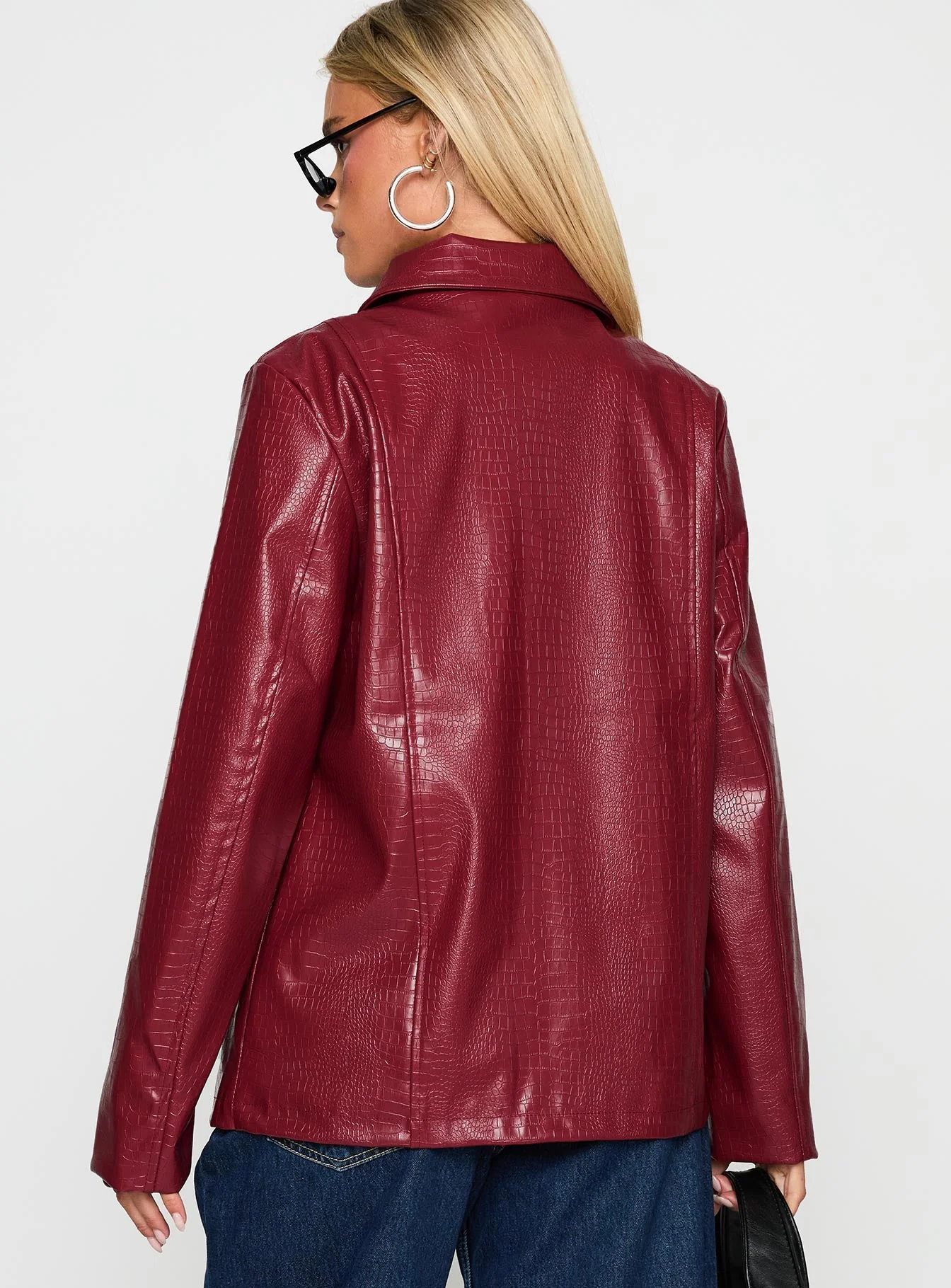 Friday Night Faux Leather Jacket Red - Image 4