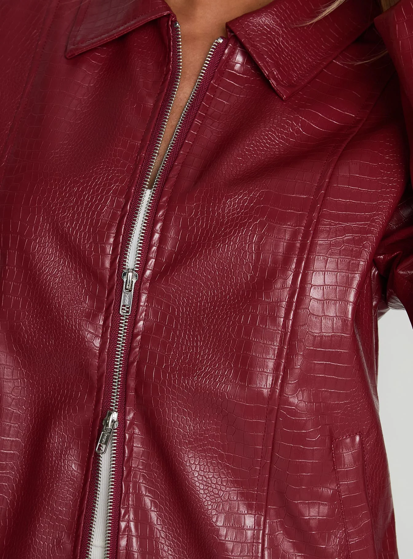 Friday Night Faux Leather Jacket Red - Image 5