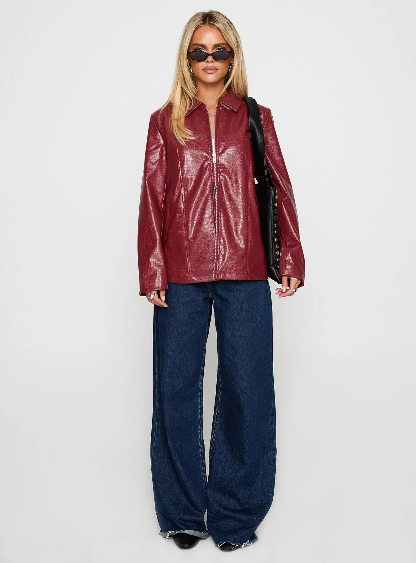 Friday Night Faux Leather Jacket Red - Image 6