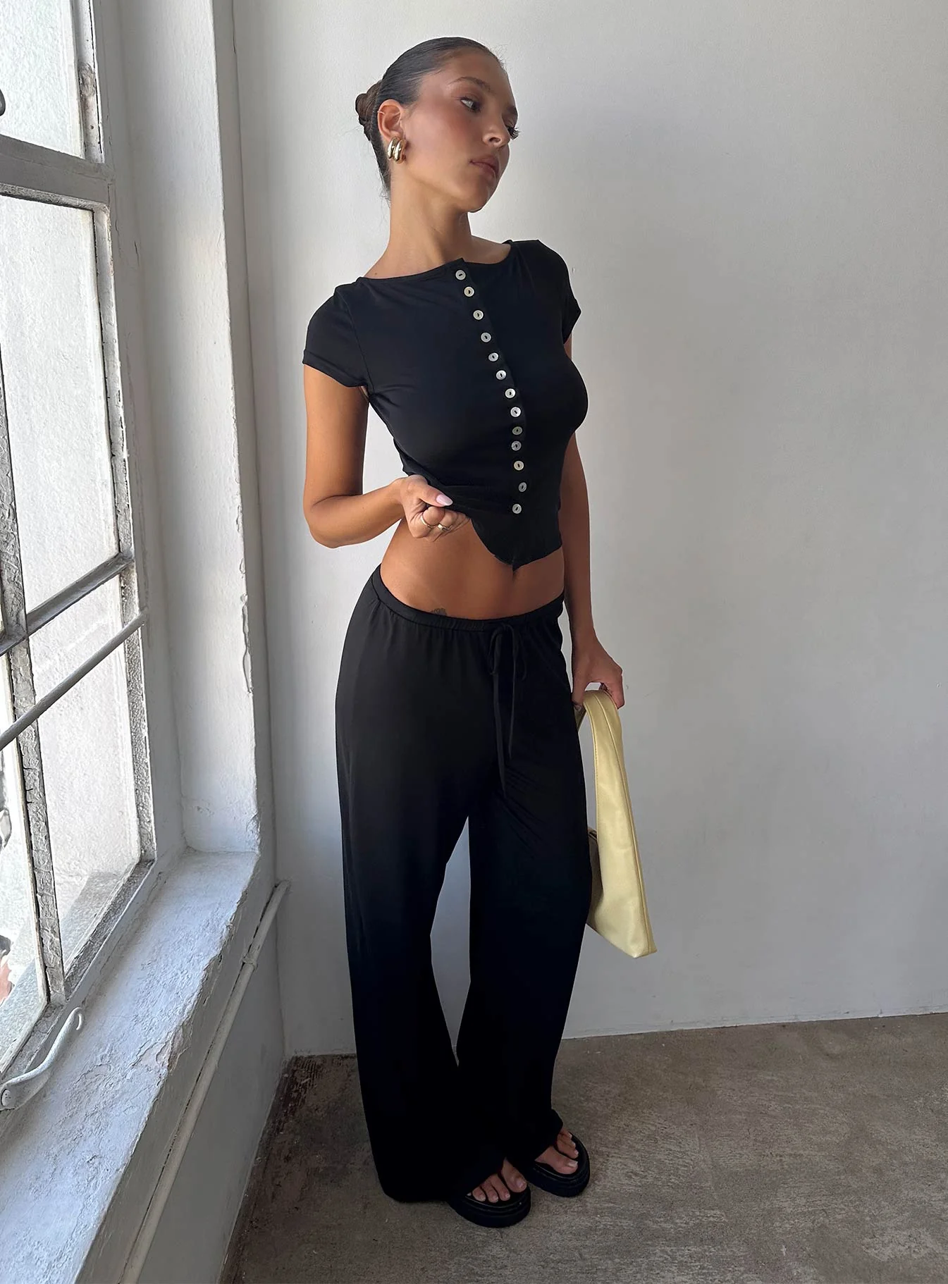 Gavrielle Jersey Wide Leg Pants Black - Image 8