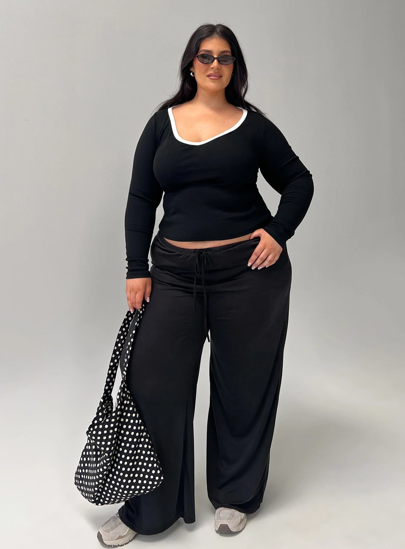 Gavrielle Jersey Wide Leg Pants Black Curve - Image 8