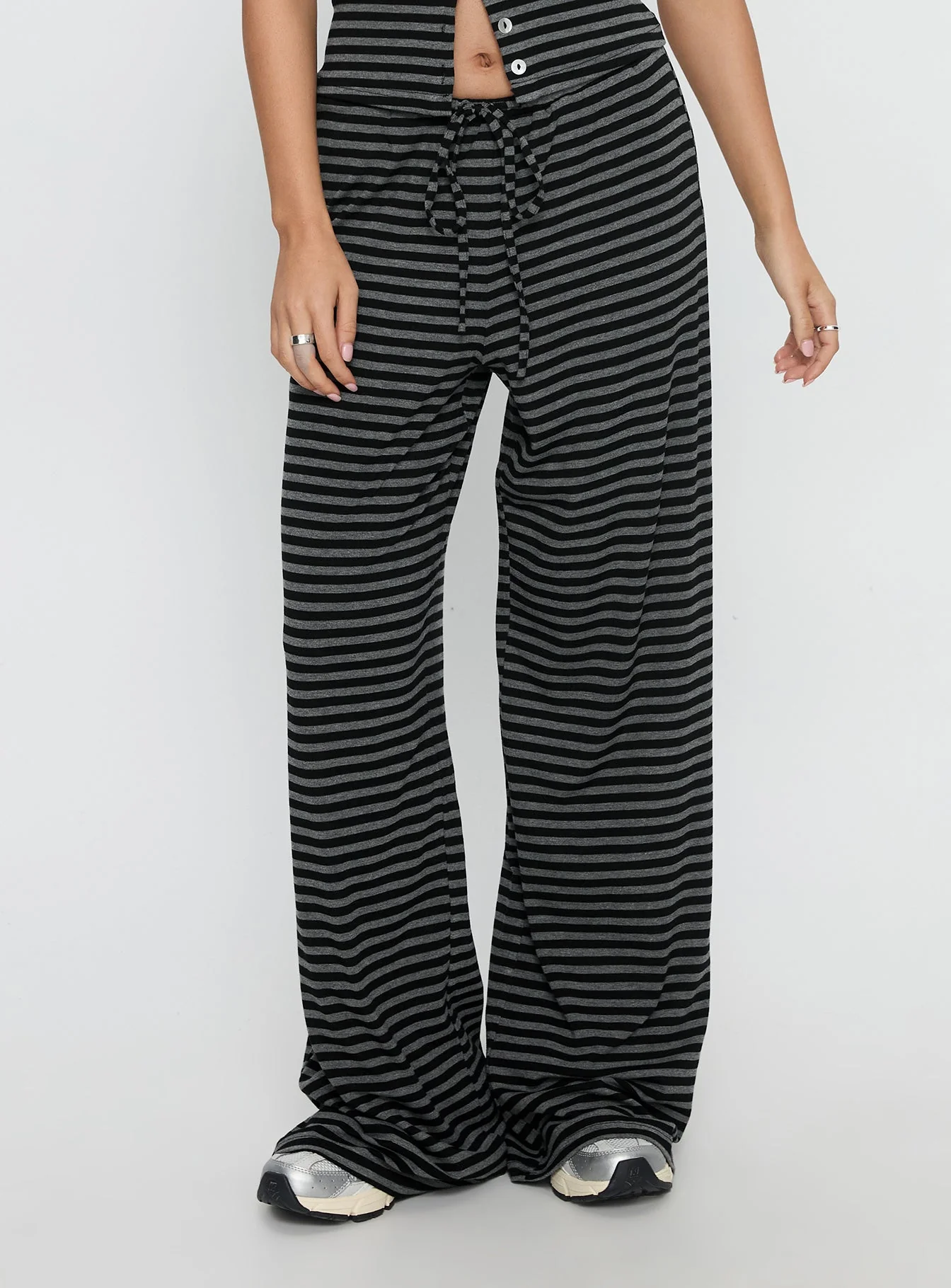 Gavrielle Jersey Wide Leg Pants Stripe - Image 2