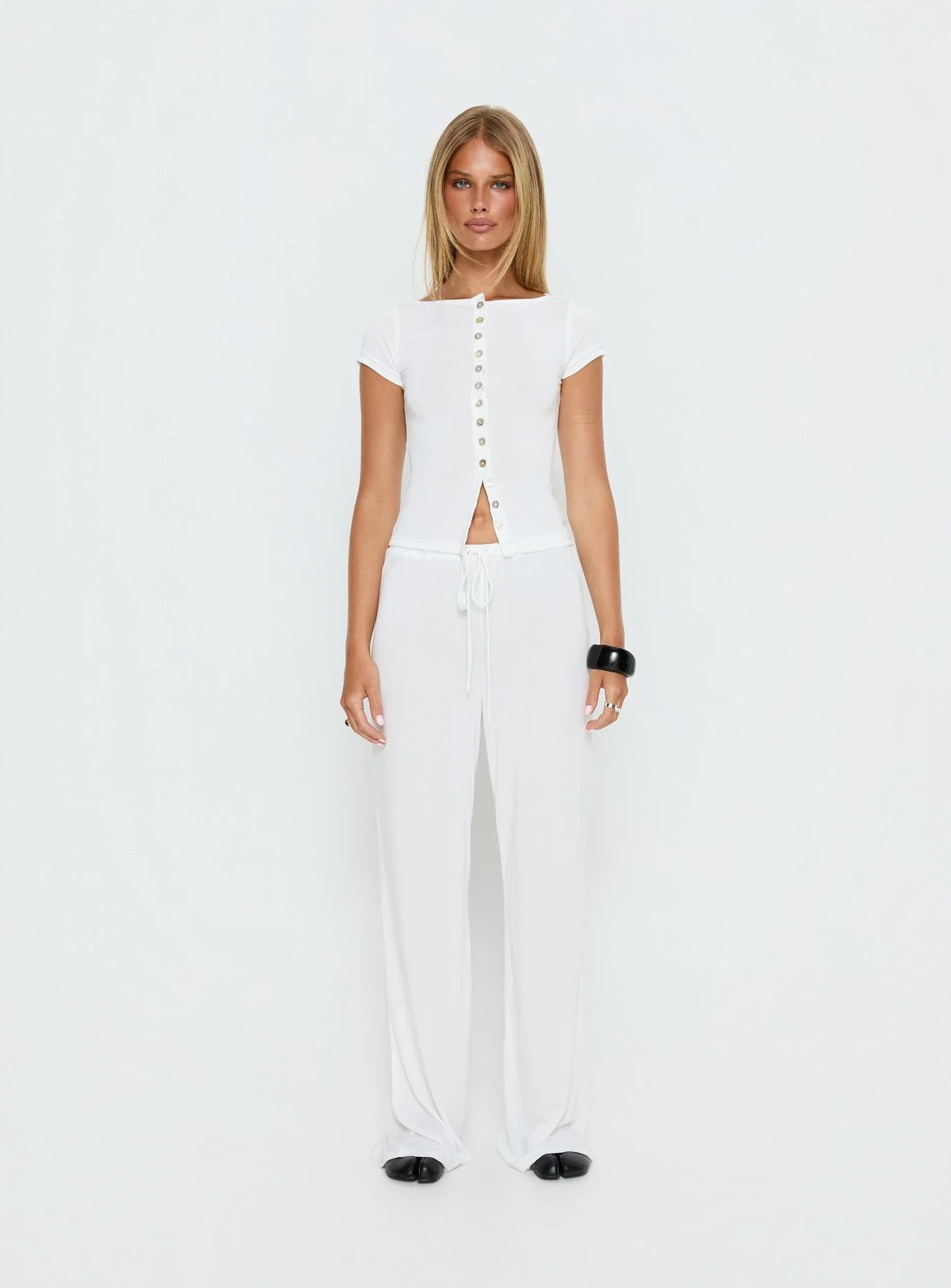 Gavrielle Jersey Wide Leg Pants White - Image 7