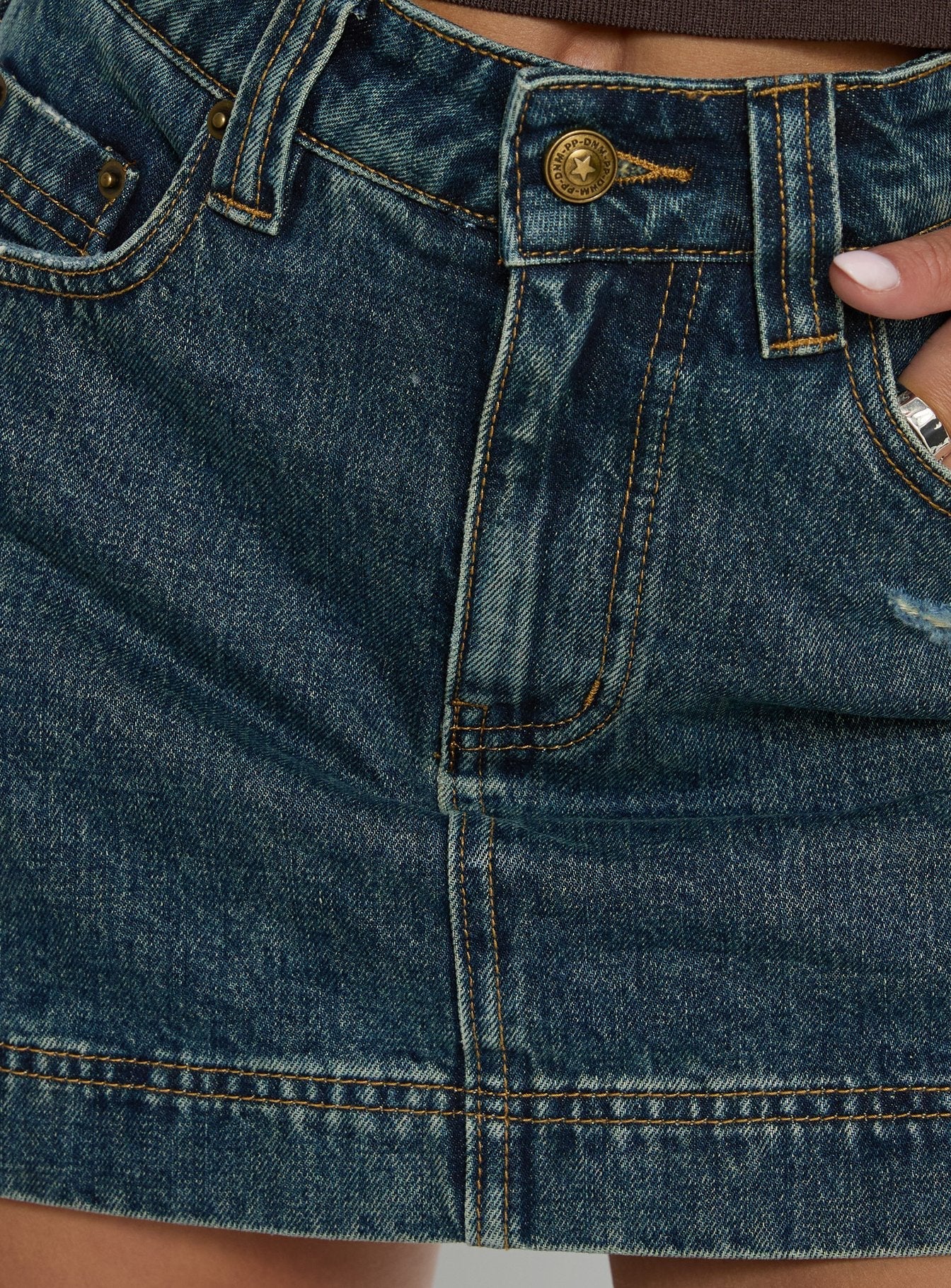 Gazelle Distressed Denim Skort Vintage Blue Wash - Image 6