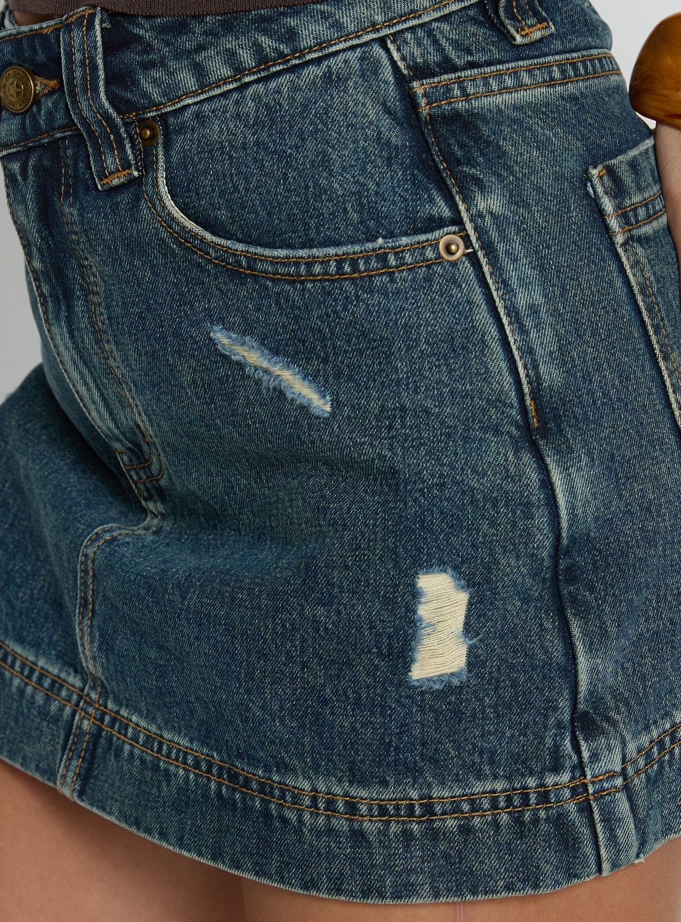Gazelle Distressed Denim Skort Vintage Blue Wash - Image 7