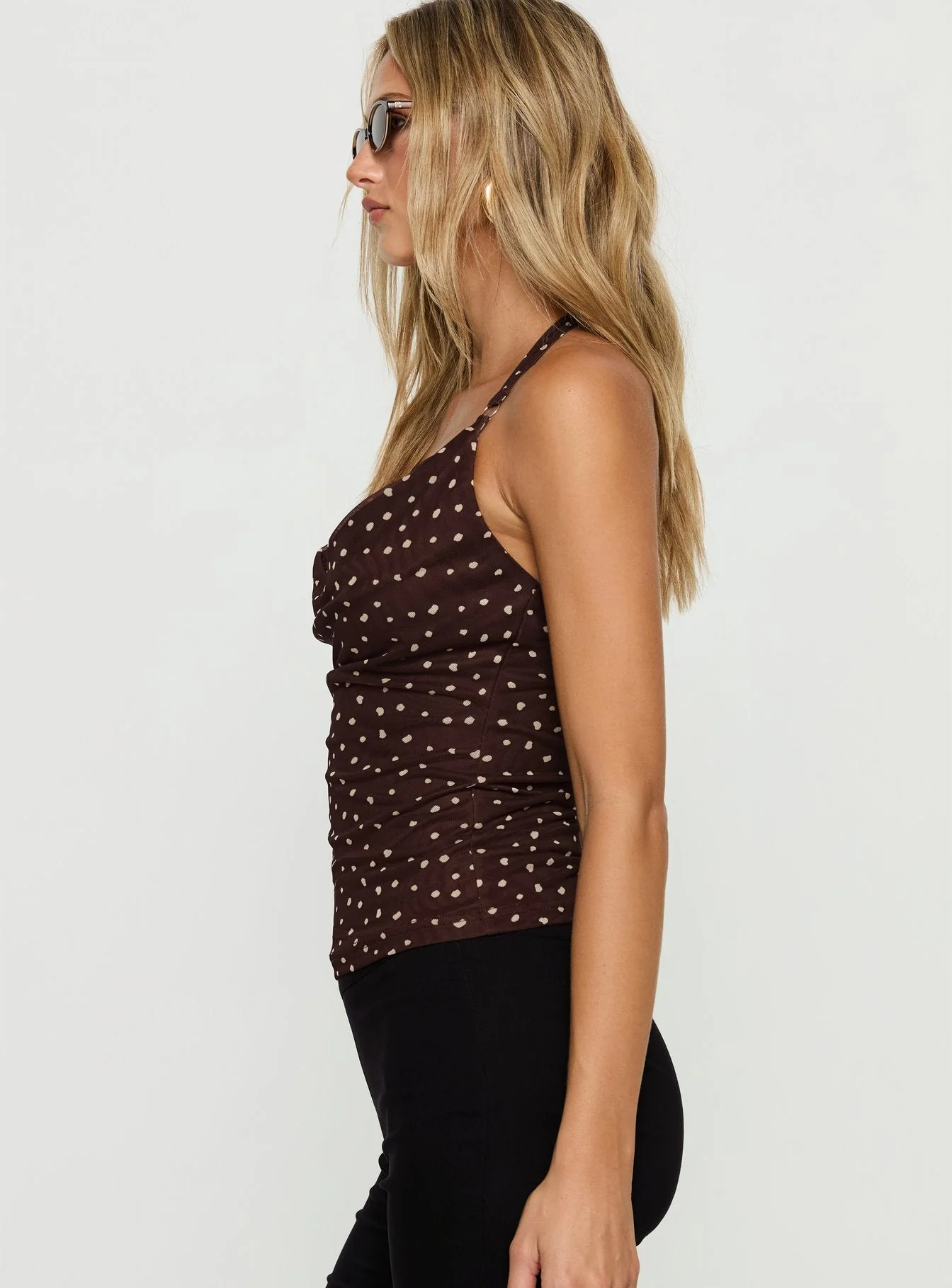 Geovana Plunge Neck Top Brown / Beige Bambi - Image 3