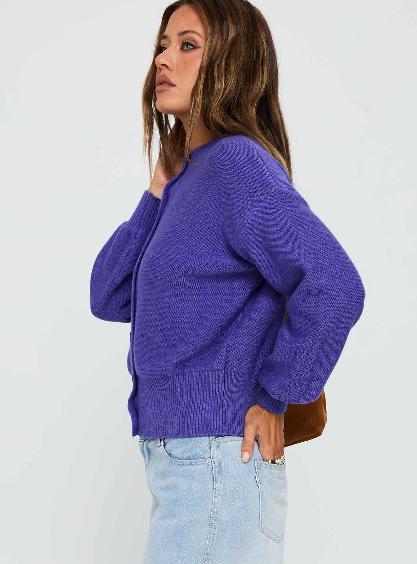 Get Going Knit Cardigan Purple - Image 4
