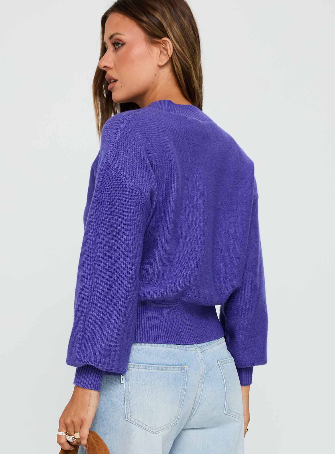 Get Going Knit Cardigan Purple - Image 5