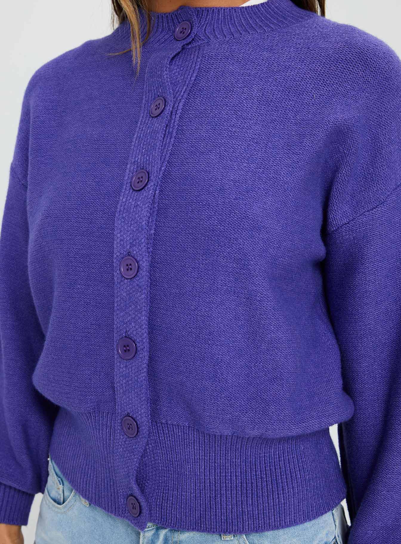 Get Going Knit Cardigan Purple - Image 6