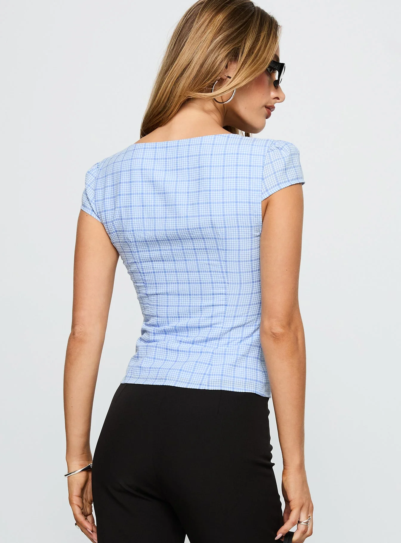 Getting Close Button Up Top Blue Check - Image 5
