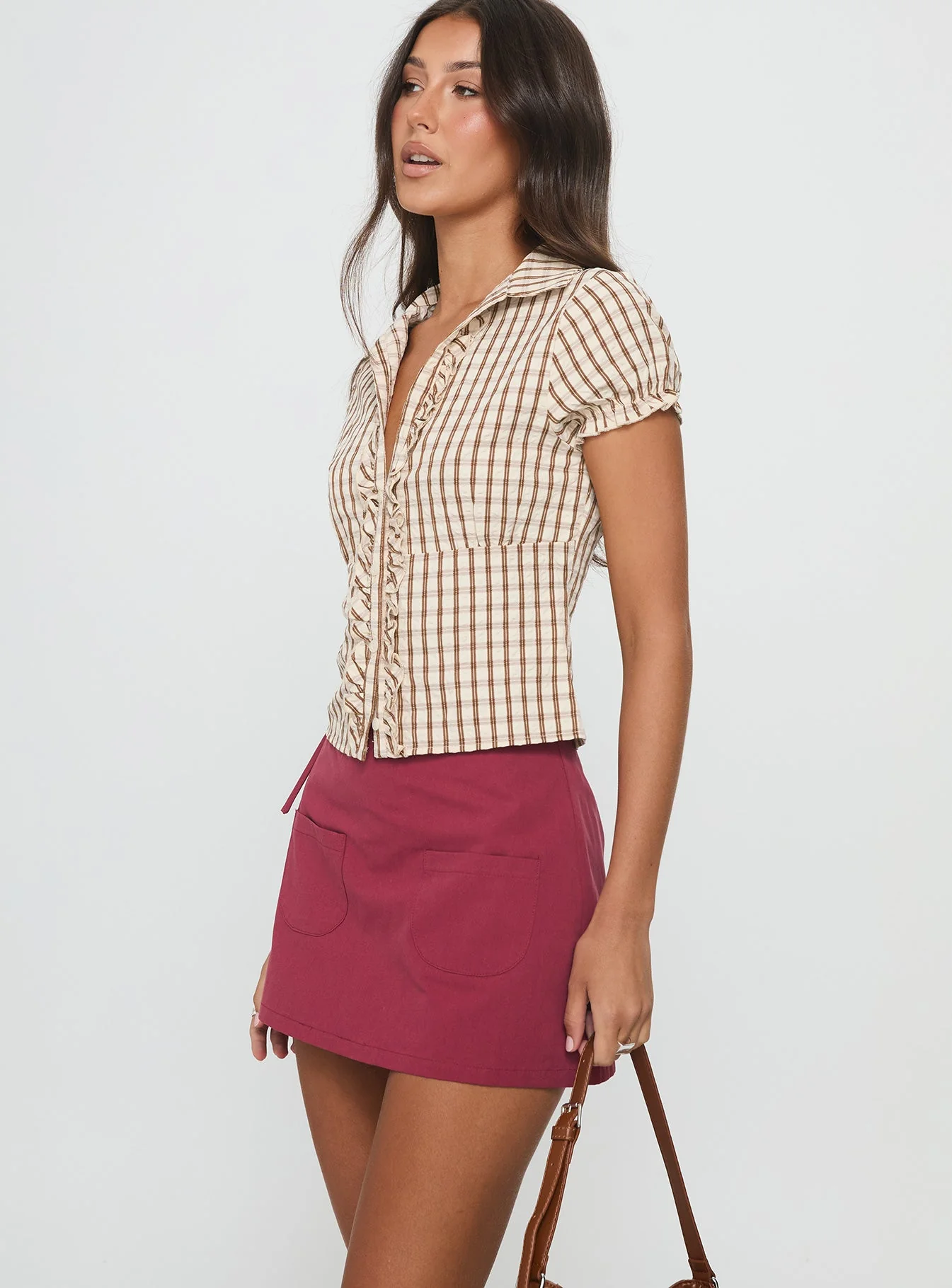 Gigi Wrap Skort Burgundy - Image 4