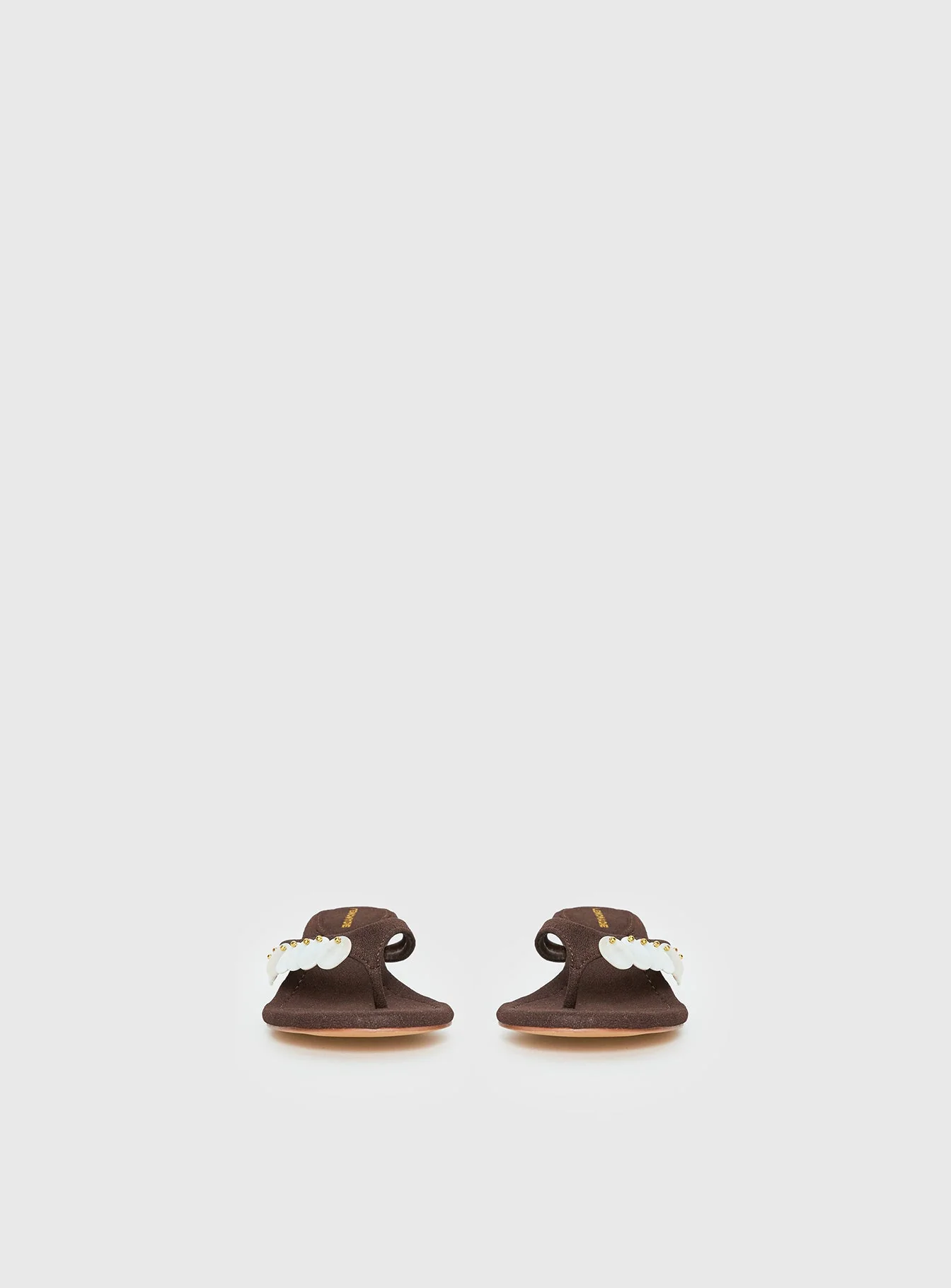 Ginnia Shell Detail Thong Heels Chocolate - Image 3