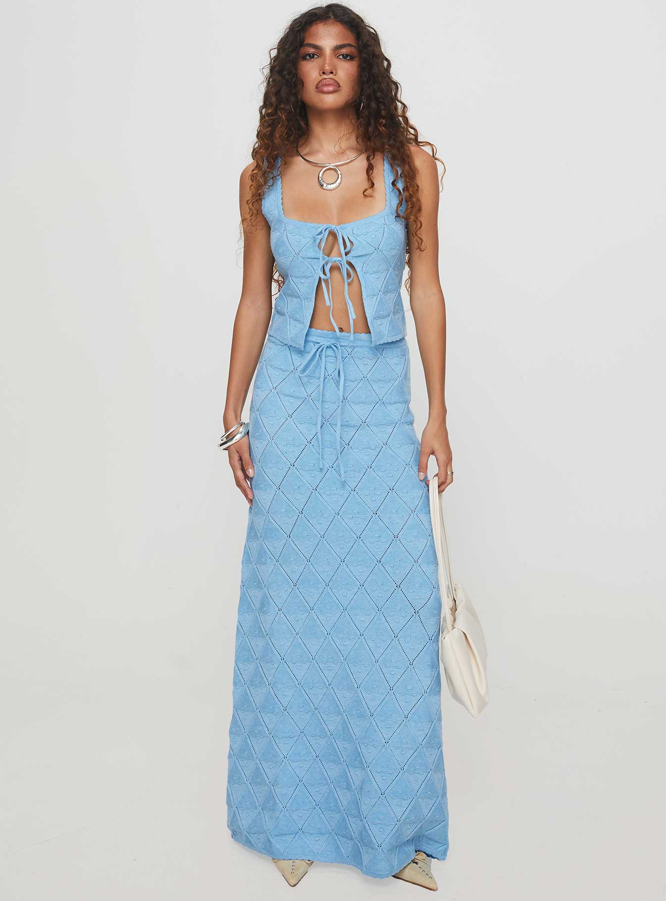 Giulia Knit Maxi Skirt Blue - Image 2