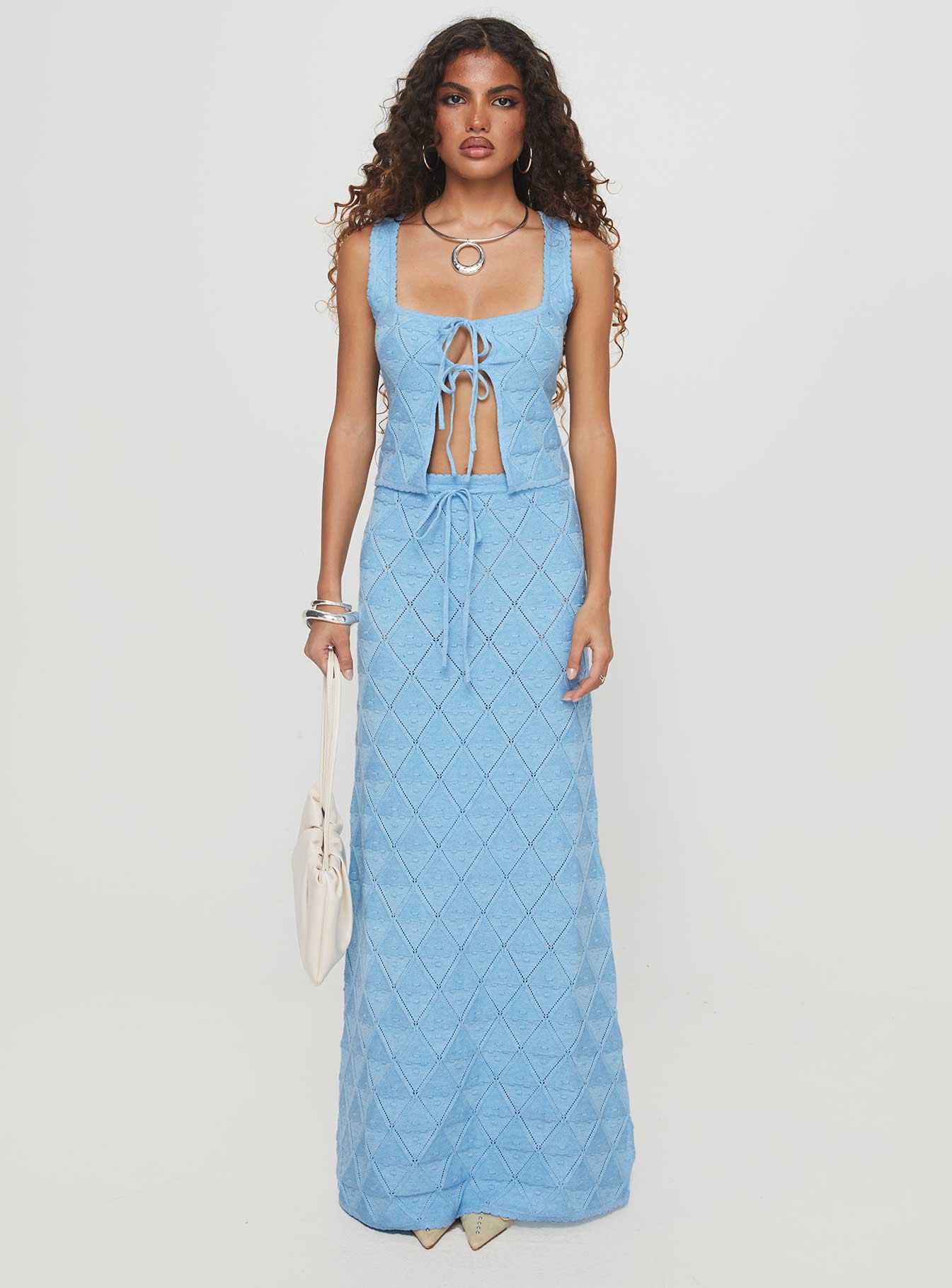 Giulia Knit Maxi Skirt Blue - Image 7