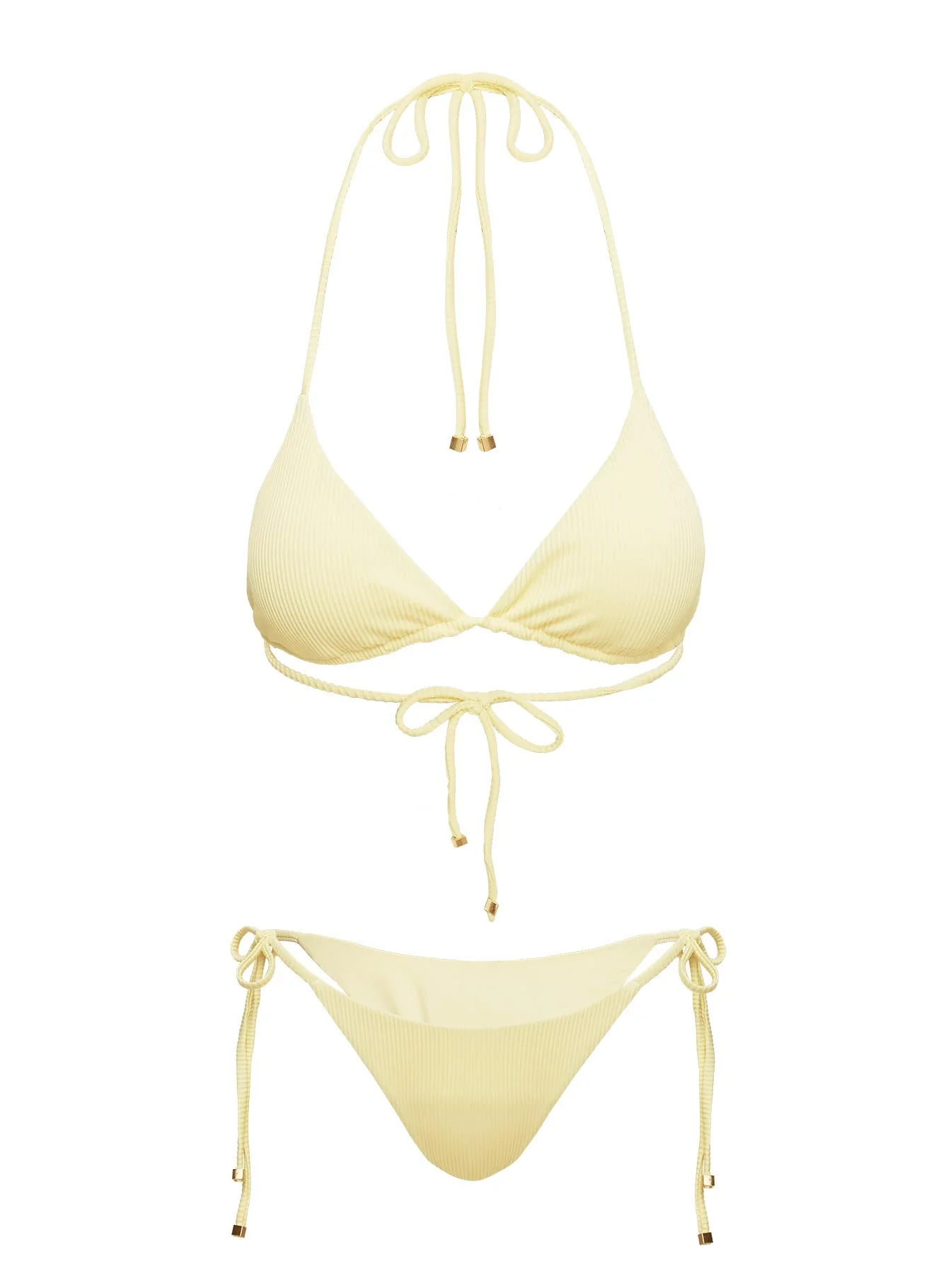 Glora Ribbed Tie Side Bikini Bottom Yellow - Image 5
