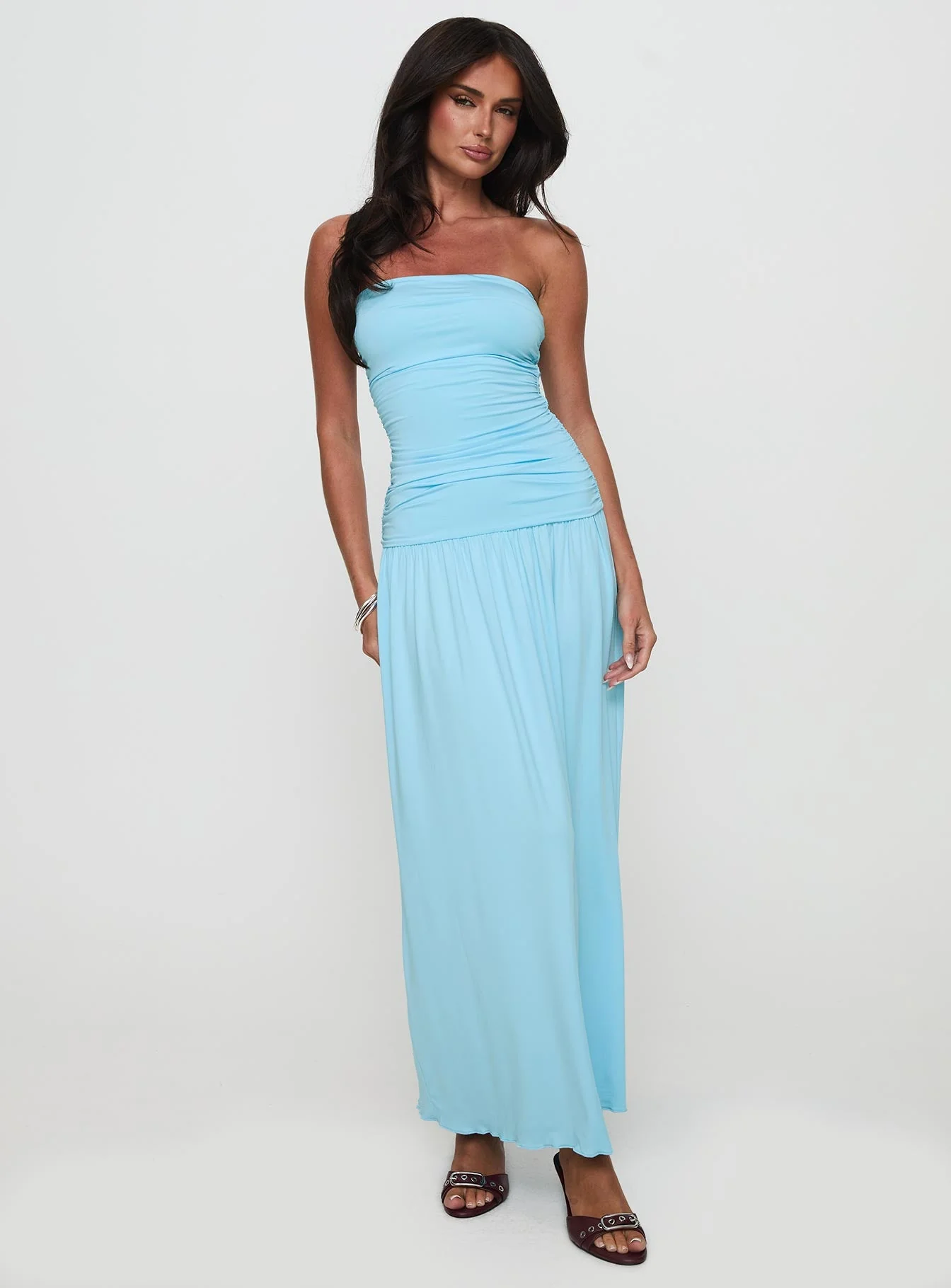 Glorie Strapless Maxi Dress Light Blue - Image 3