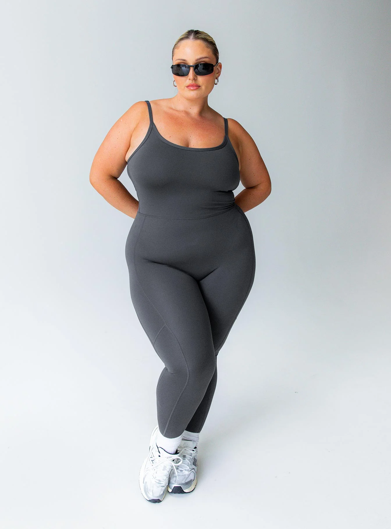 Go Getter Activewear Jumpsuit Grey Curve - Image 2