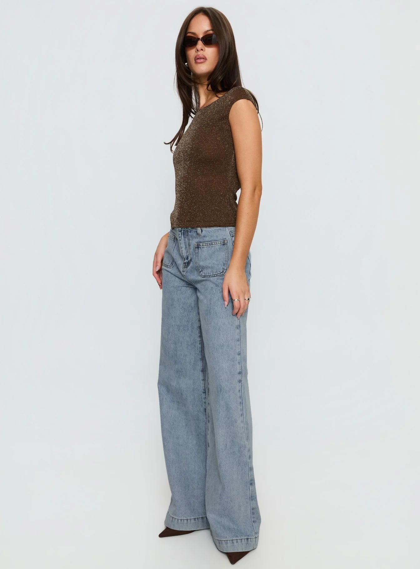 Goldie High Rise Wide Leg Pocket Jeans Light Wash - Image 4