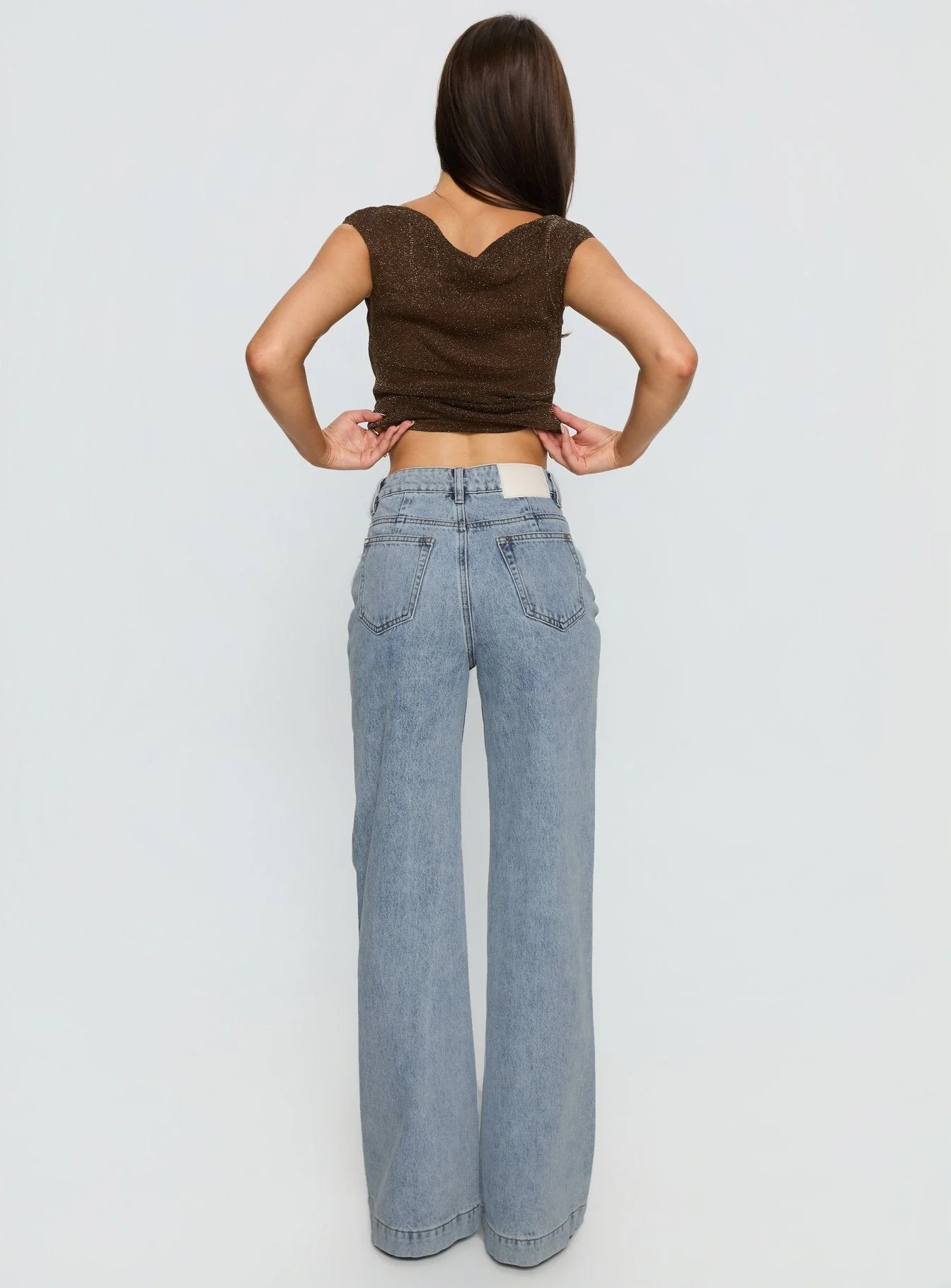Goldie High Rise Wide Leg Pocket Jeans Light Wash - Image 5