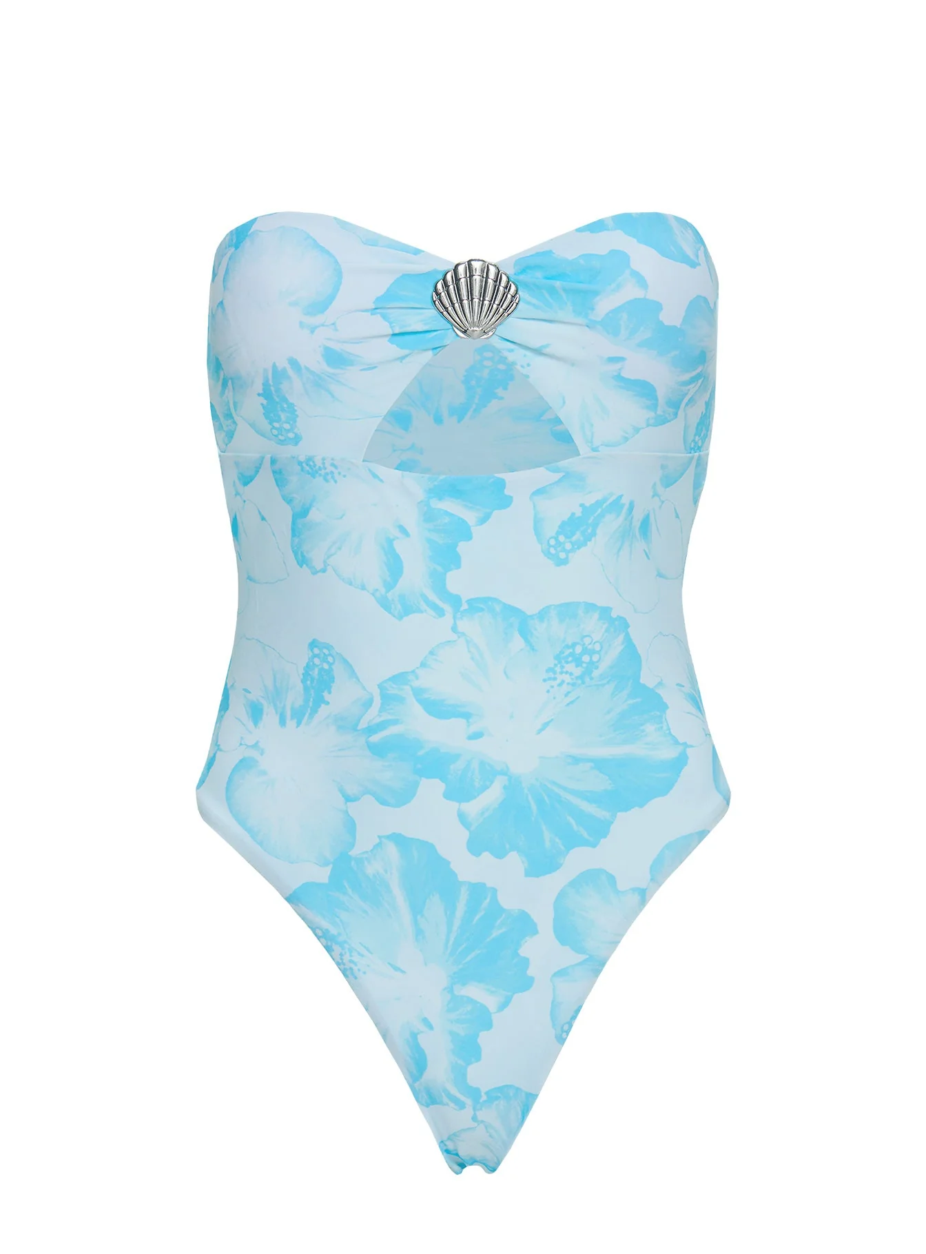Goldarina Strapless Cutout One Piece Blue Floral - Image 5