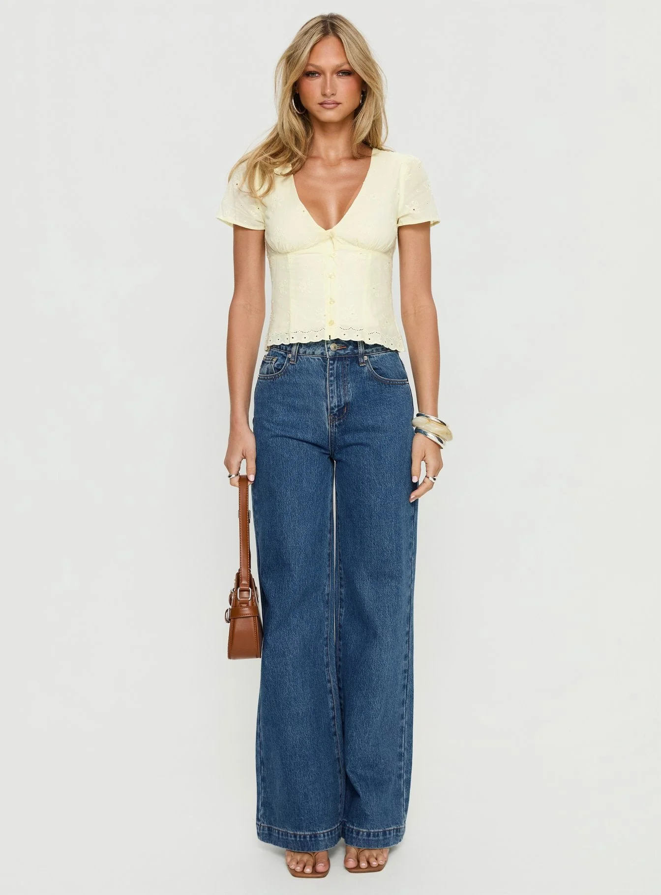 Goldie High Rise Wide Leg Jeans Mid Blue Wash - Image 6