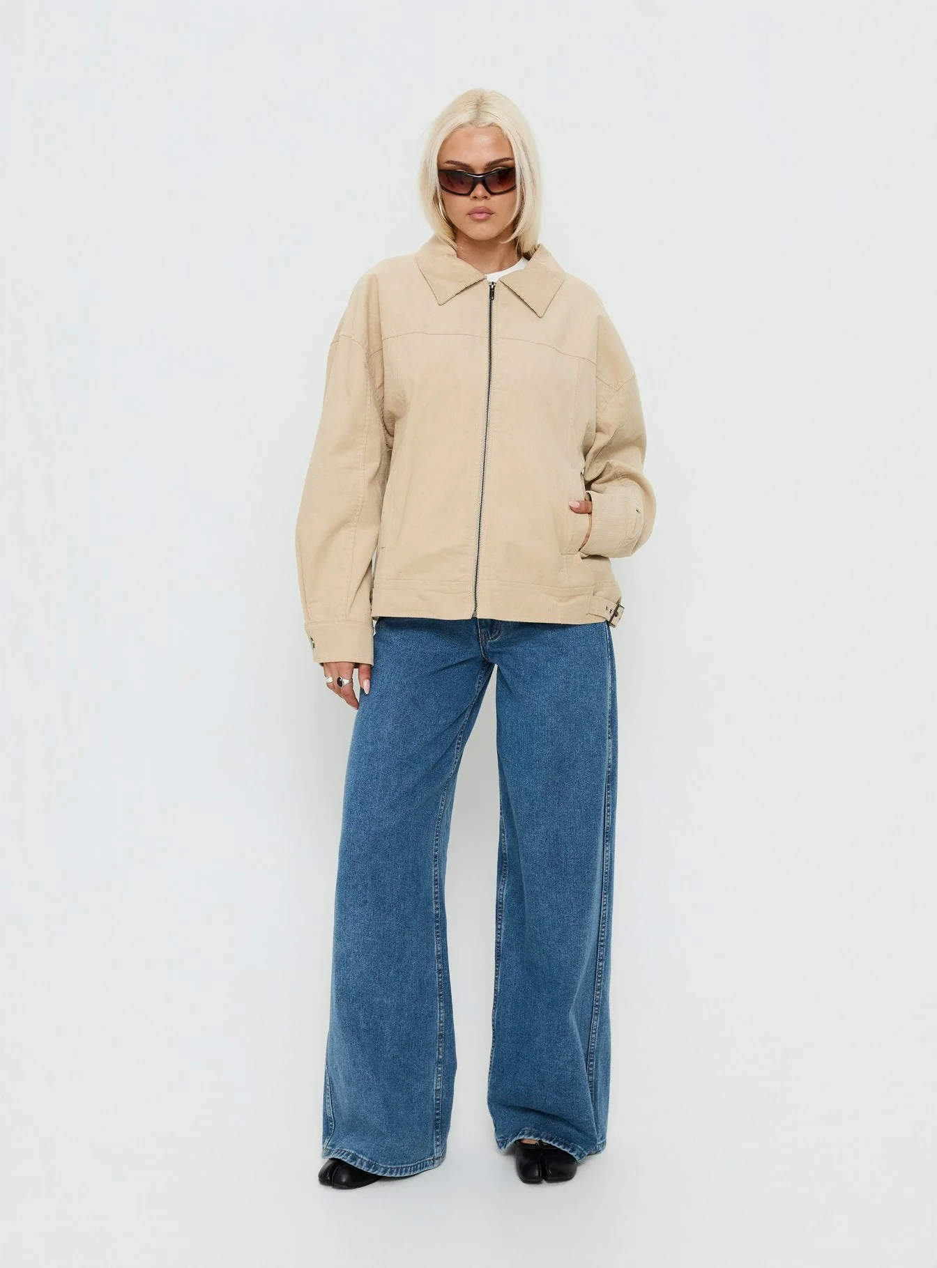 Goldsmith Corduroy Bomber Jacket Stone - Image 3