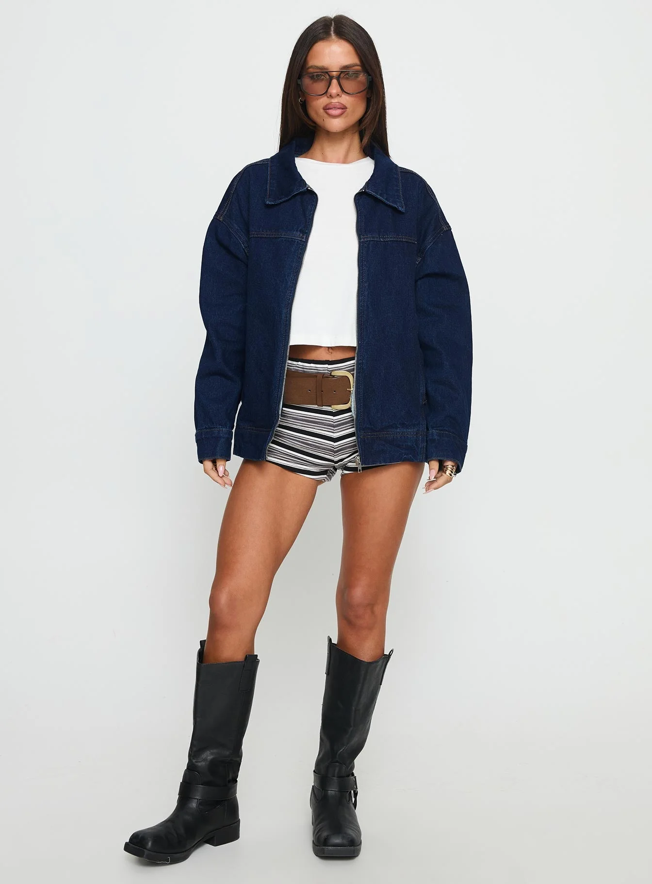Goldsmith Denim Bomber Jacket Dark Wash - Image 2