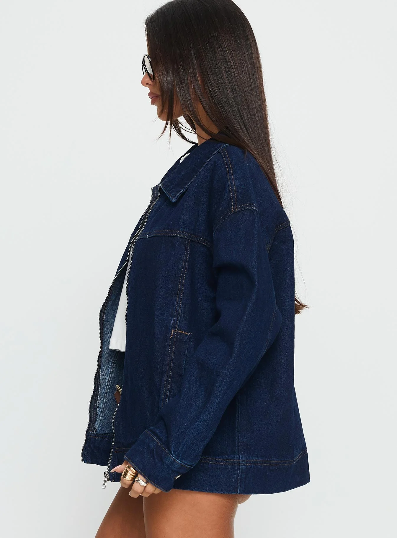 Goldsmith Denim Bomber Jacket Dark Wash - Image 3