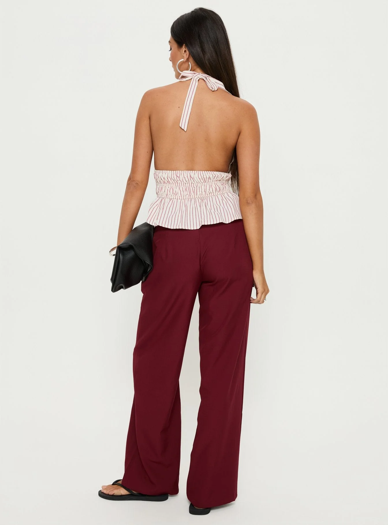 Good Riddance Pleat Tie Slouch Pants Burgundy - Image 4