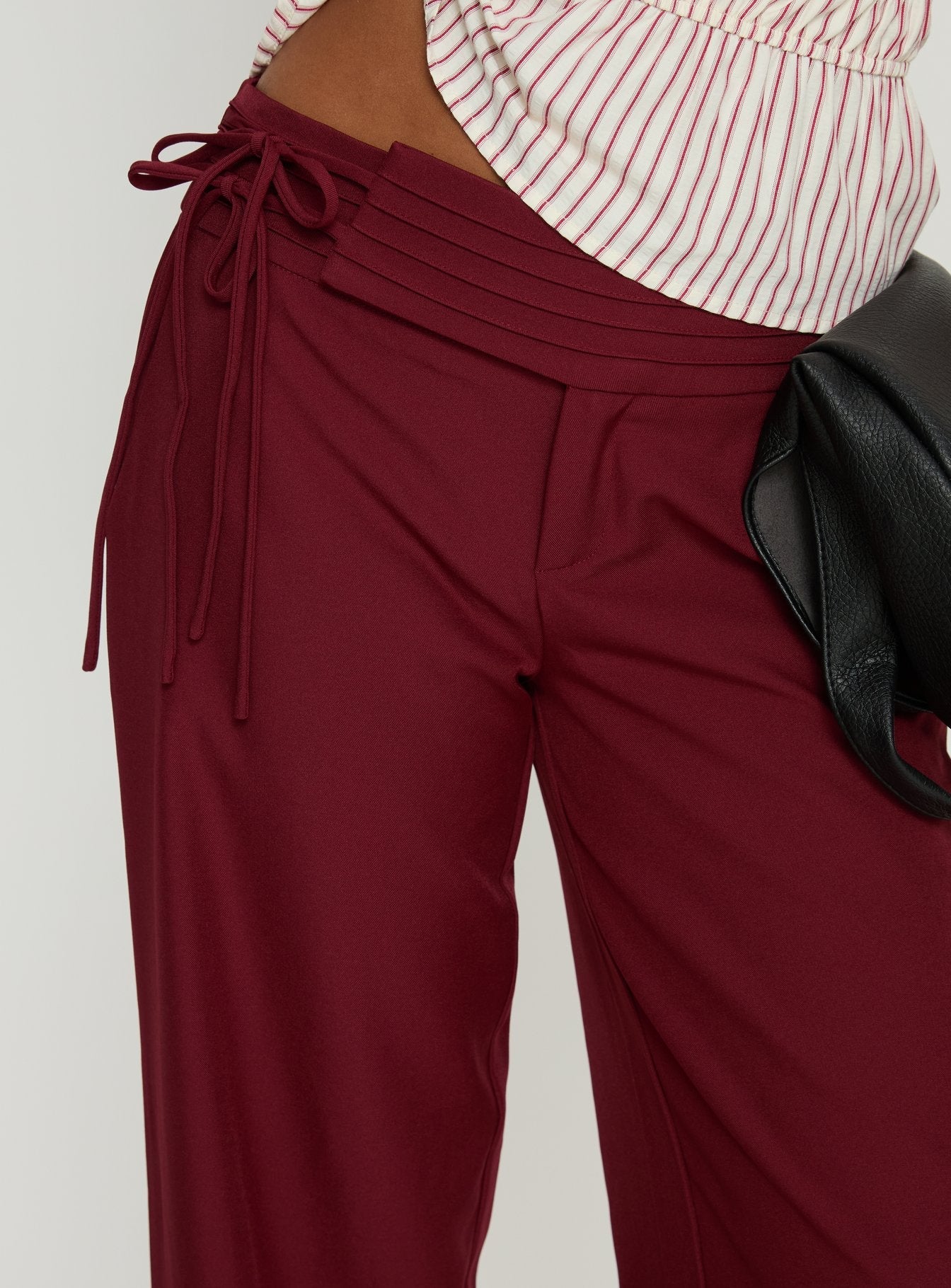 Good Riddance Pleat Tie Slouch Pants Burgundy - Image 5