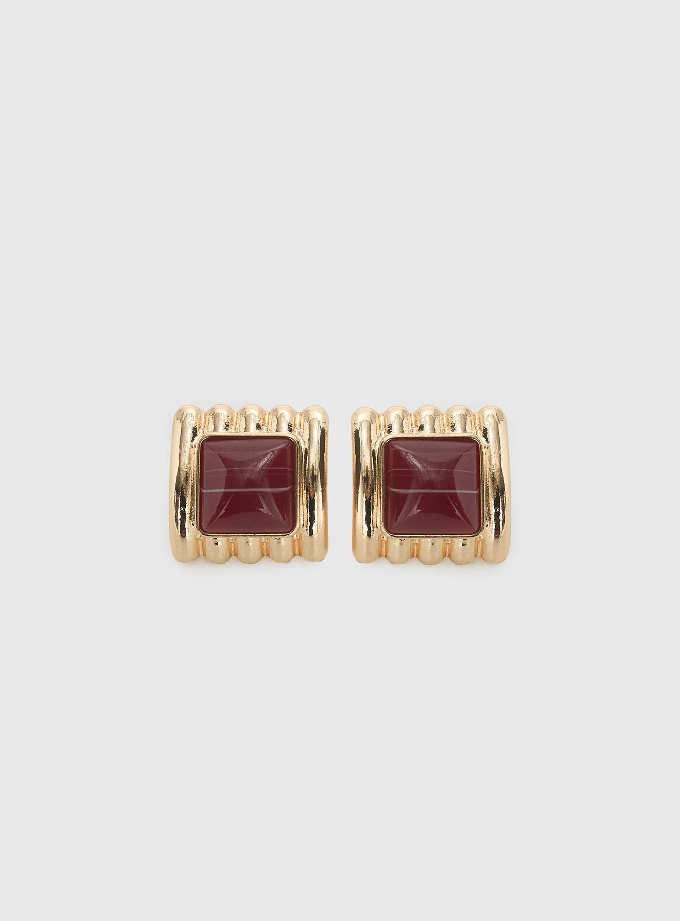 Grant My Wish Square Earrings Gold / Red - Image 4