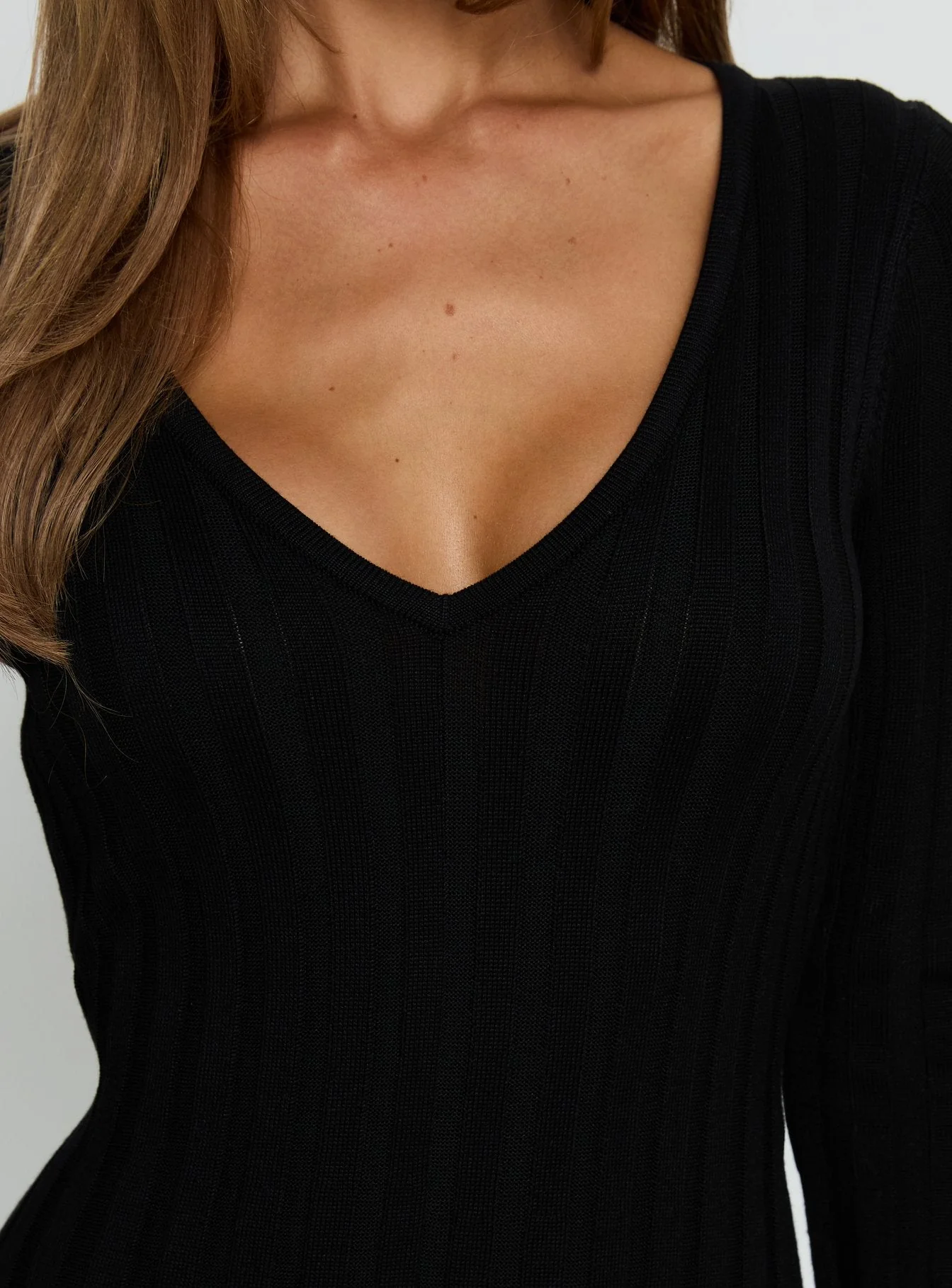 Gratuita Long Sleeve Rib Maxi Dress Black - Image 5
