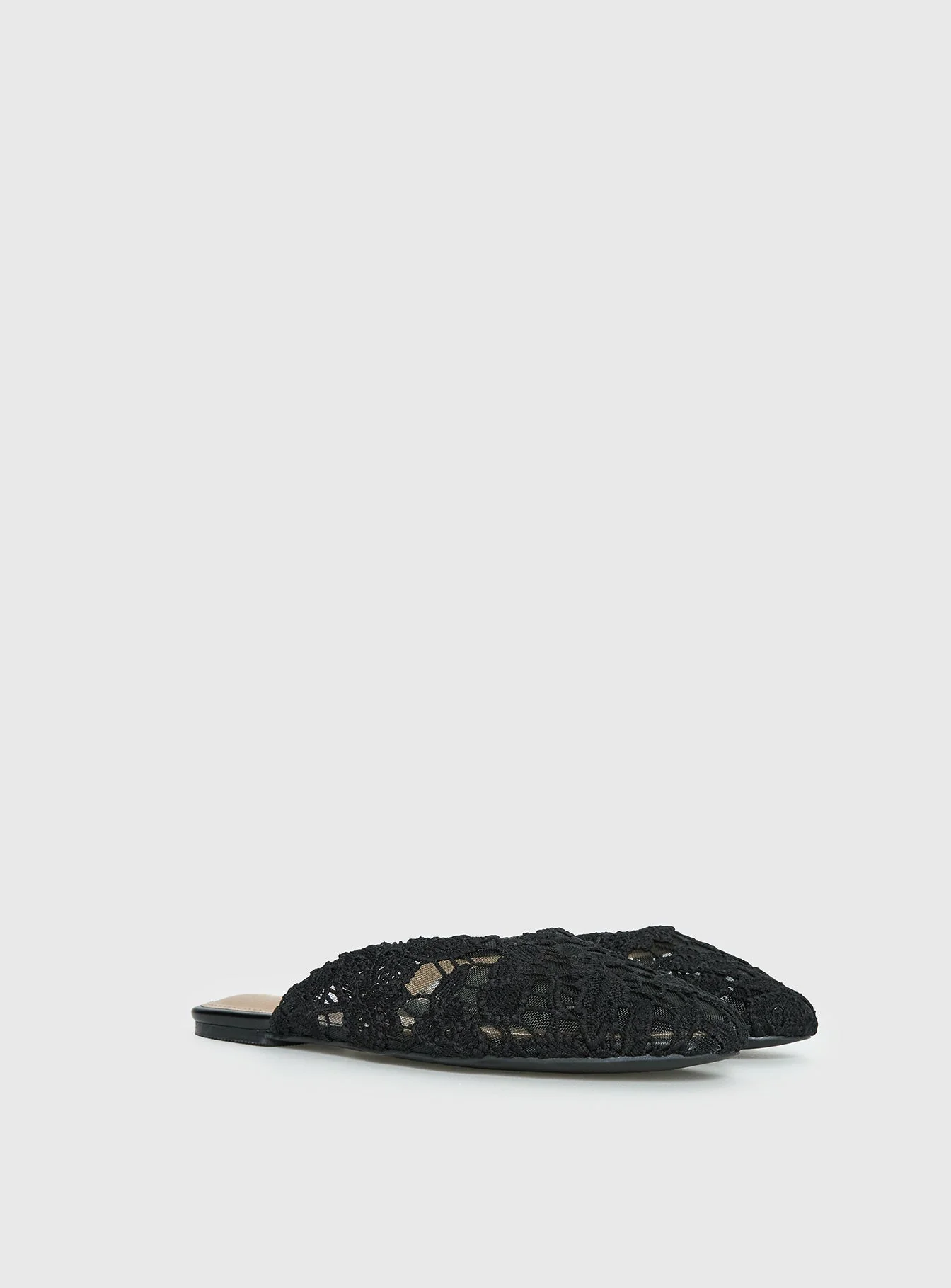Gretta Lace Slip On Flats Black - Image 3