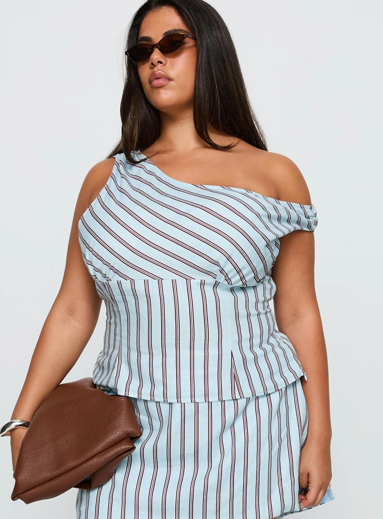 Gulliver Tie Side Mini Skort Blue / Maroon Stripe Curve - Image 2