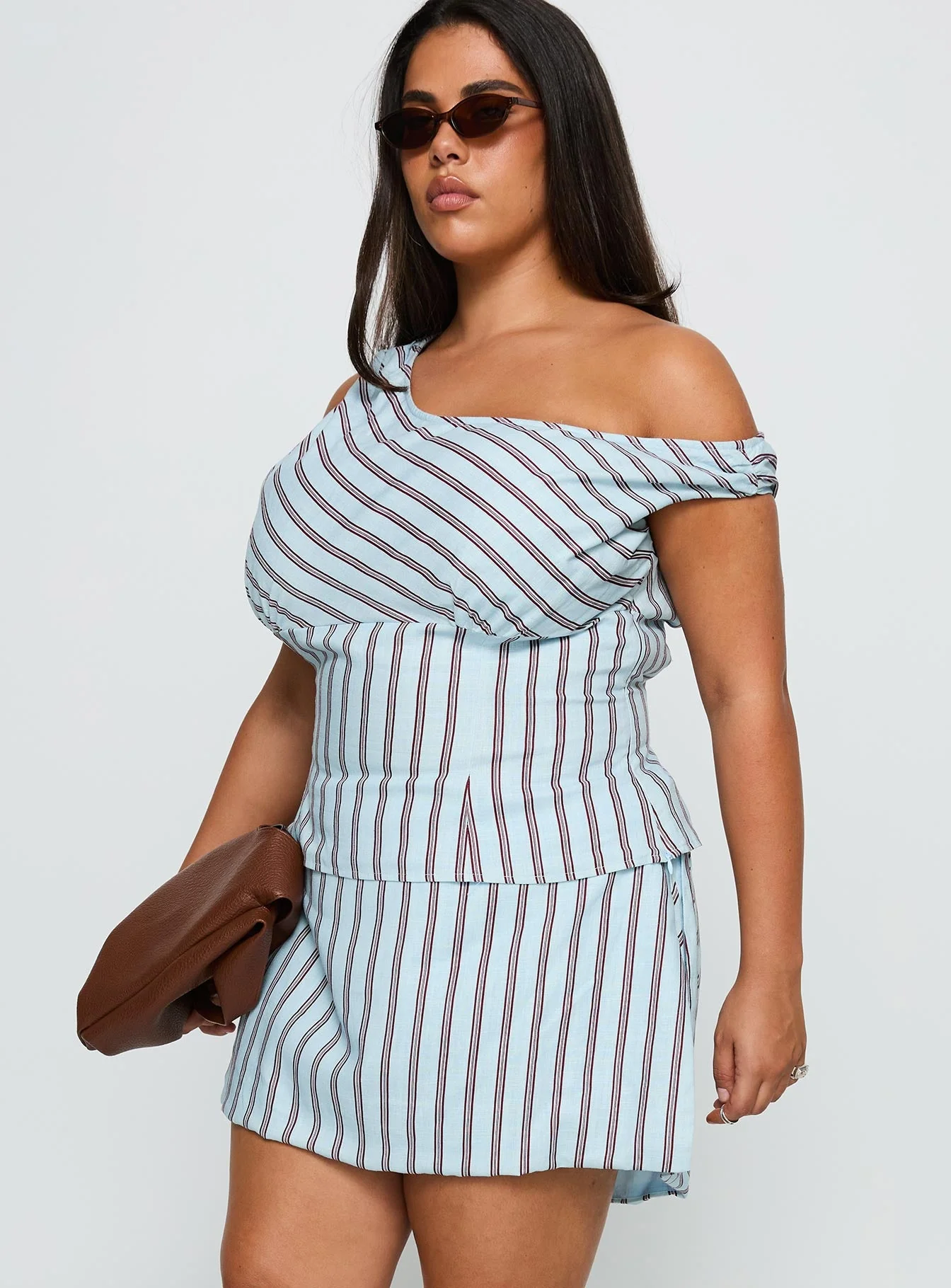 Gulliver Tie Side Mini Skort Blue / Maroon Stripe Curve - Image 4