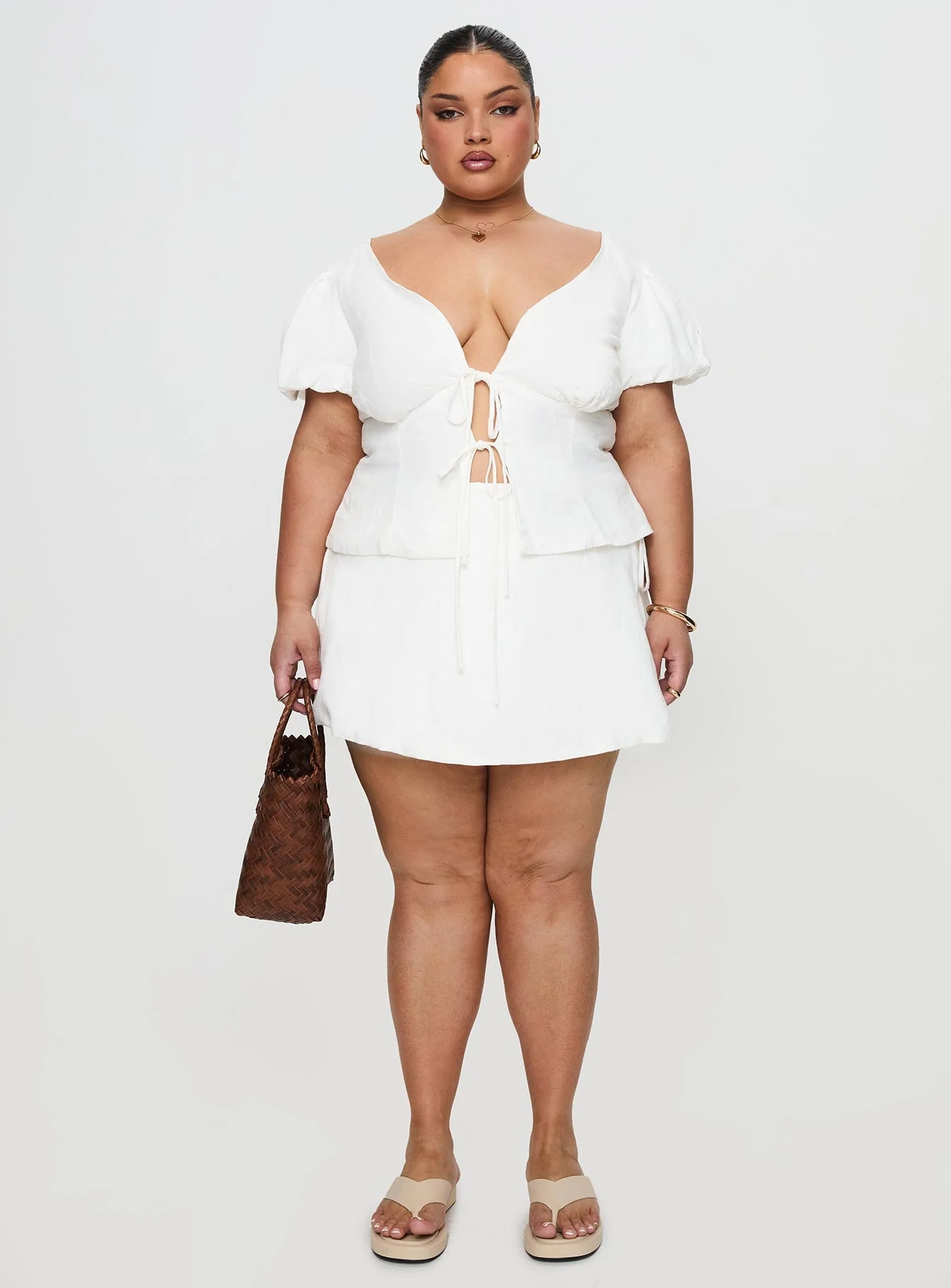 Gulliver Tie Side Mini Skort White Curve - Image 7