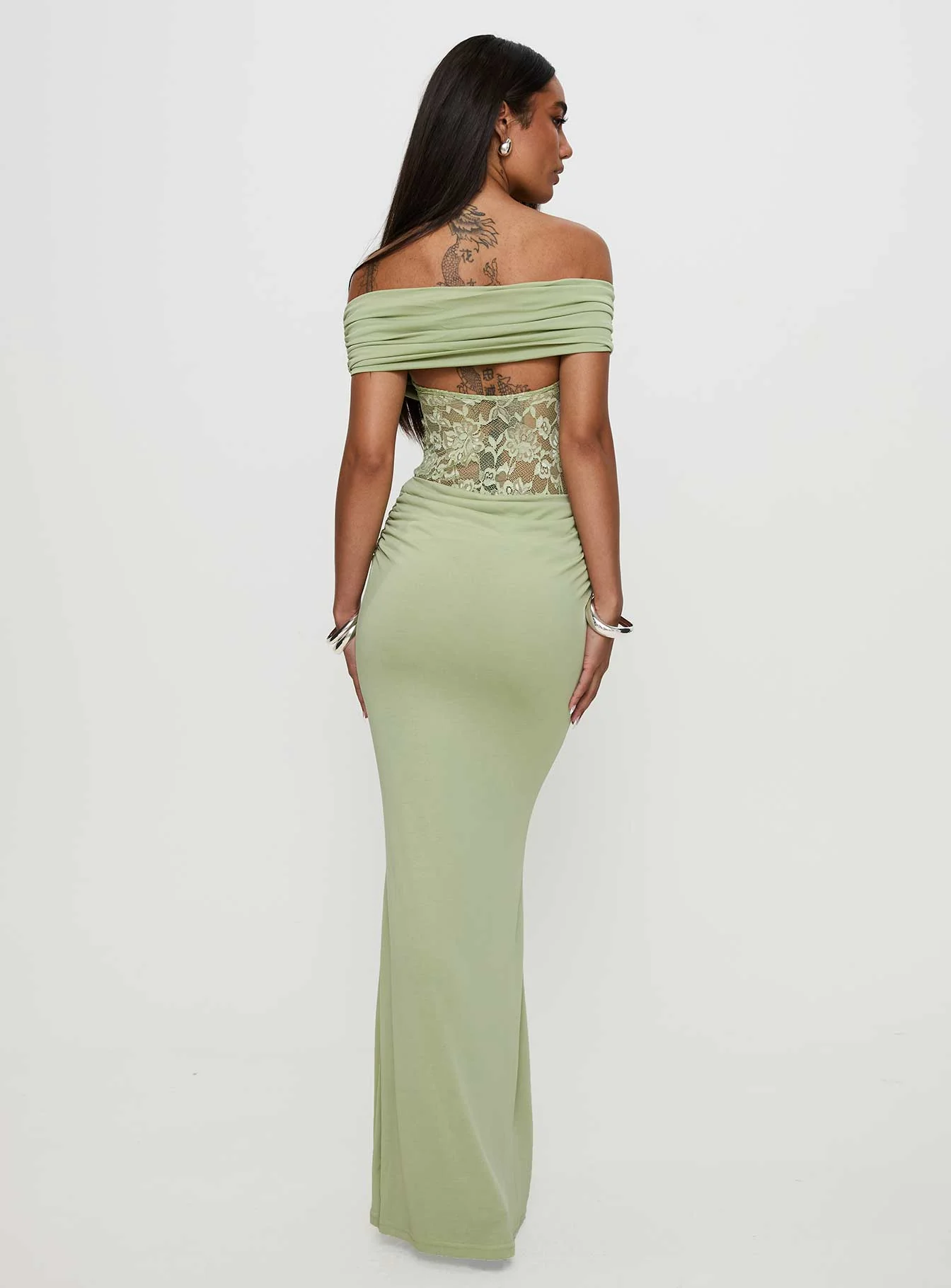 Gwendolen Off The Shoulder Maxi Dress Green - Image 5