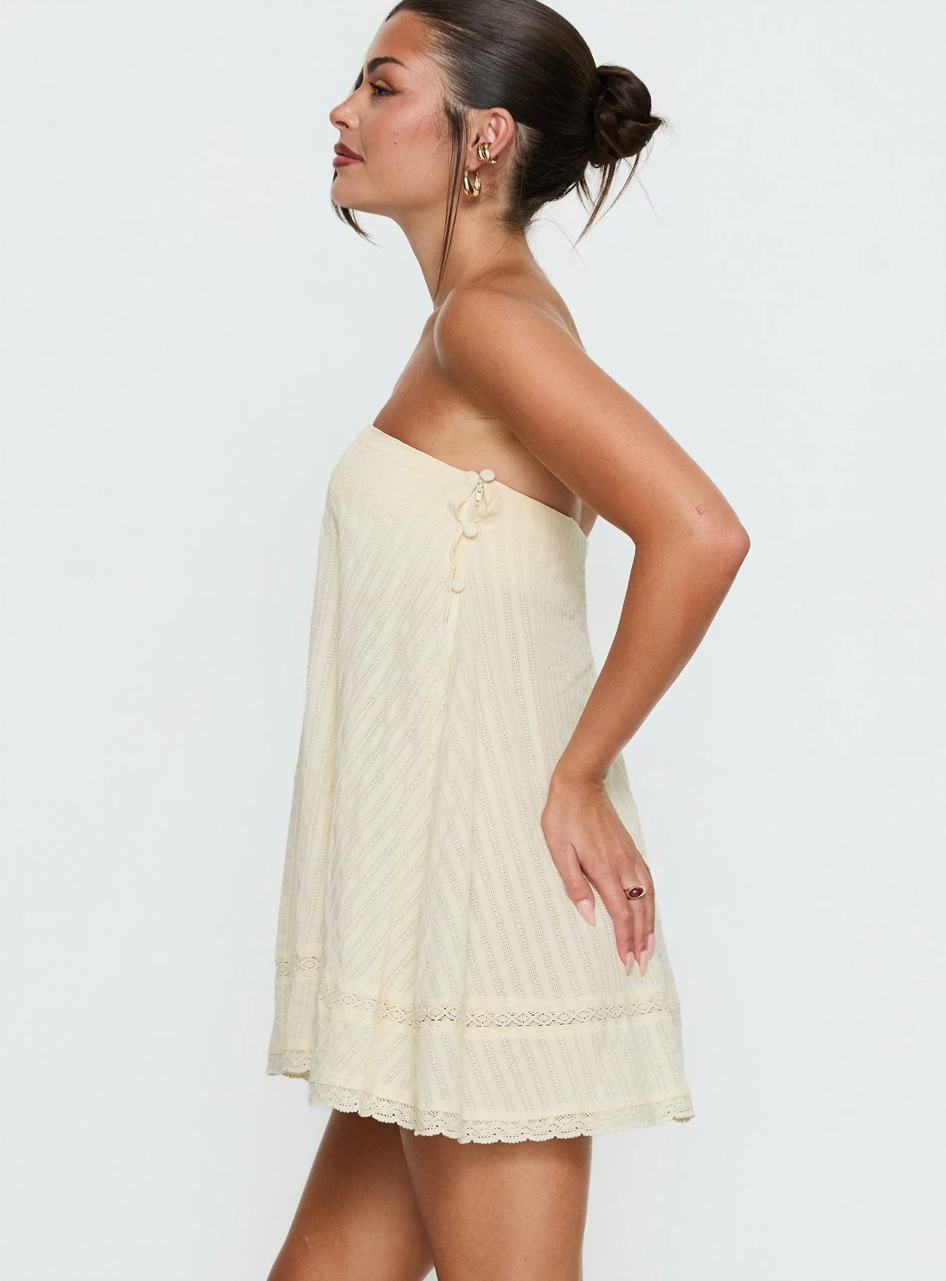 Gypsea Strapless Swing Mini Dress Butter Yellow - Image 4
