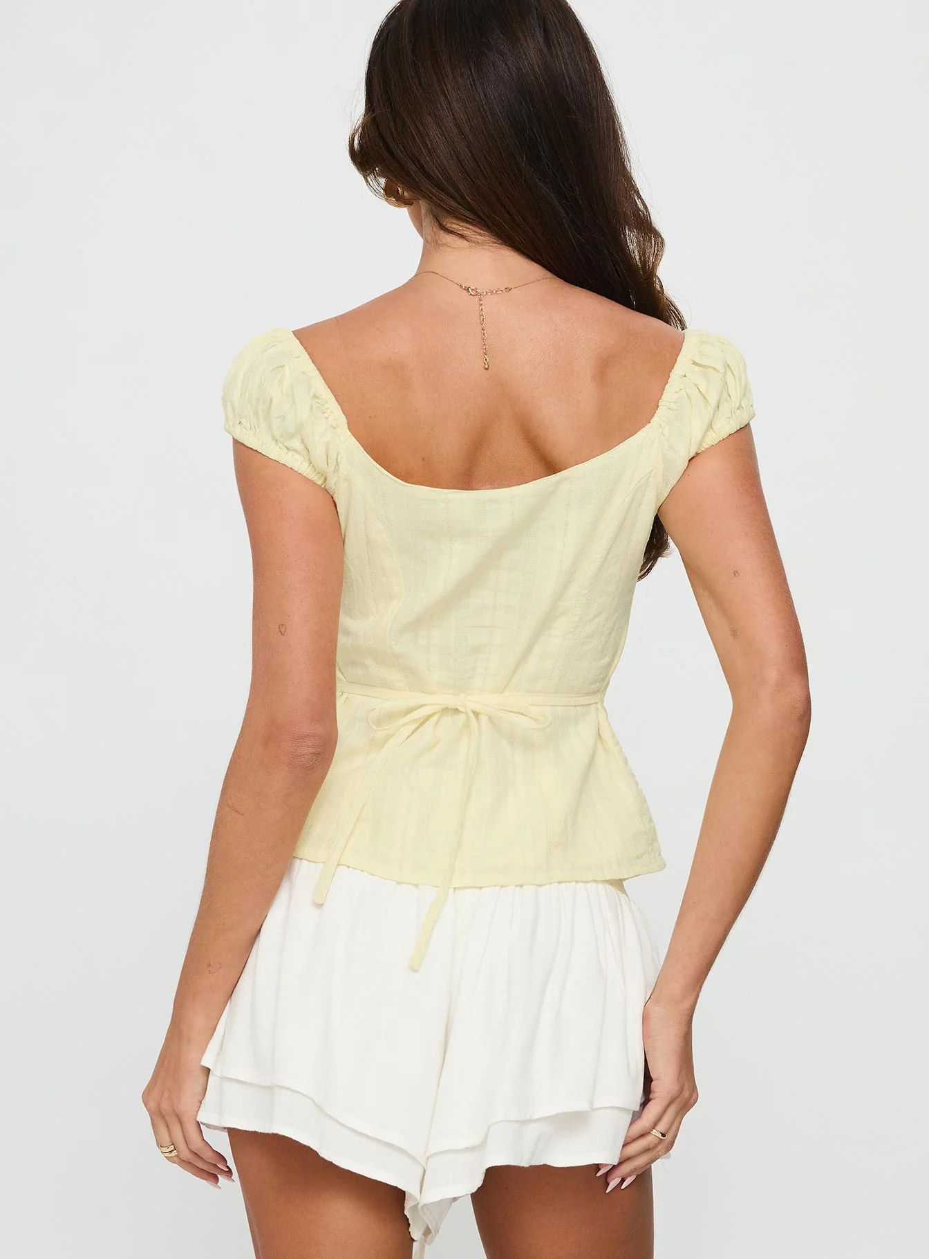 Gysella Off Shoulder Woven Top Yellow - Image 5