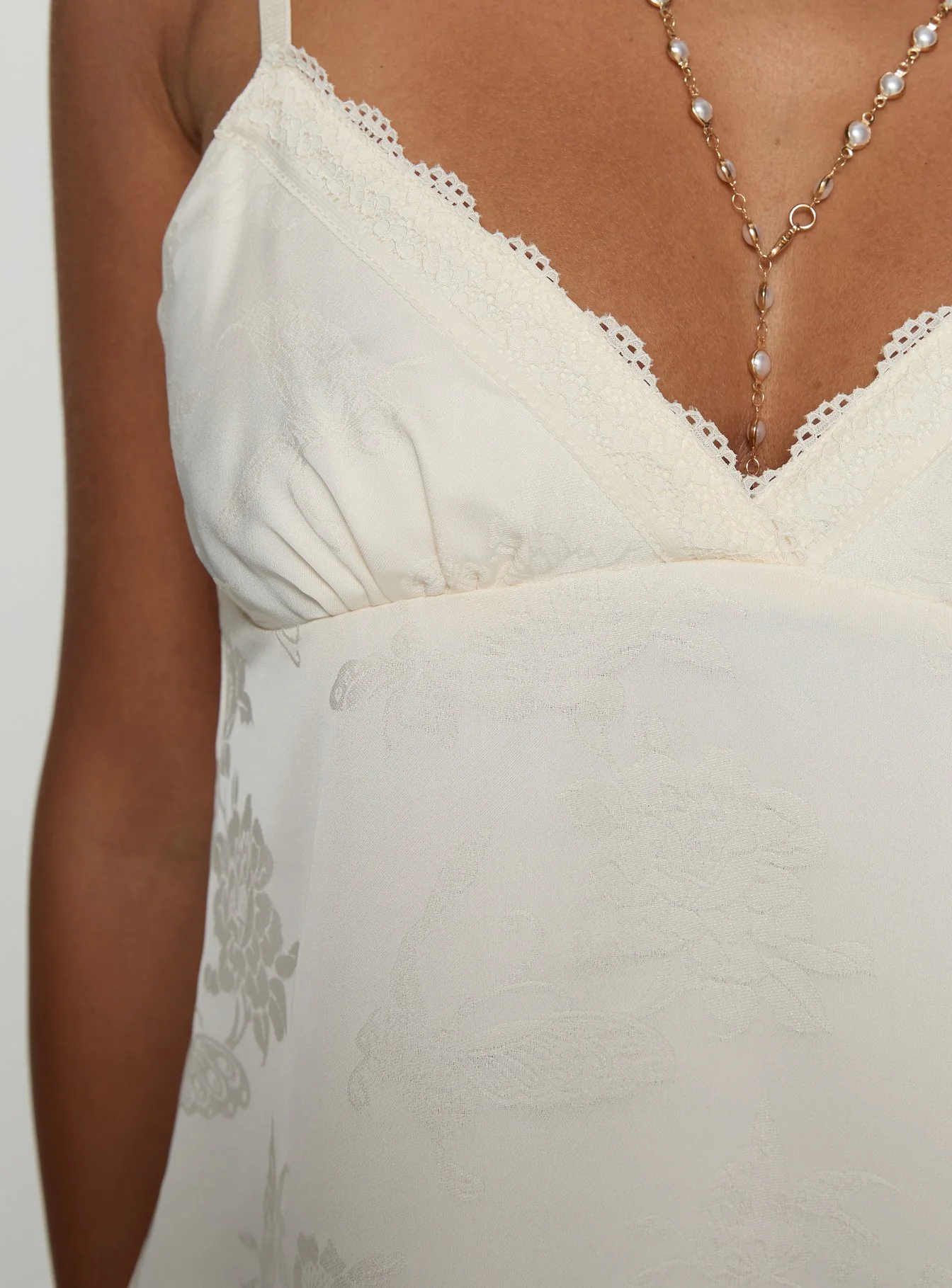 Had Me At Hello Lace Trim Floral Detail Top Cream - Image 6