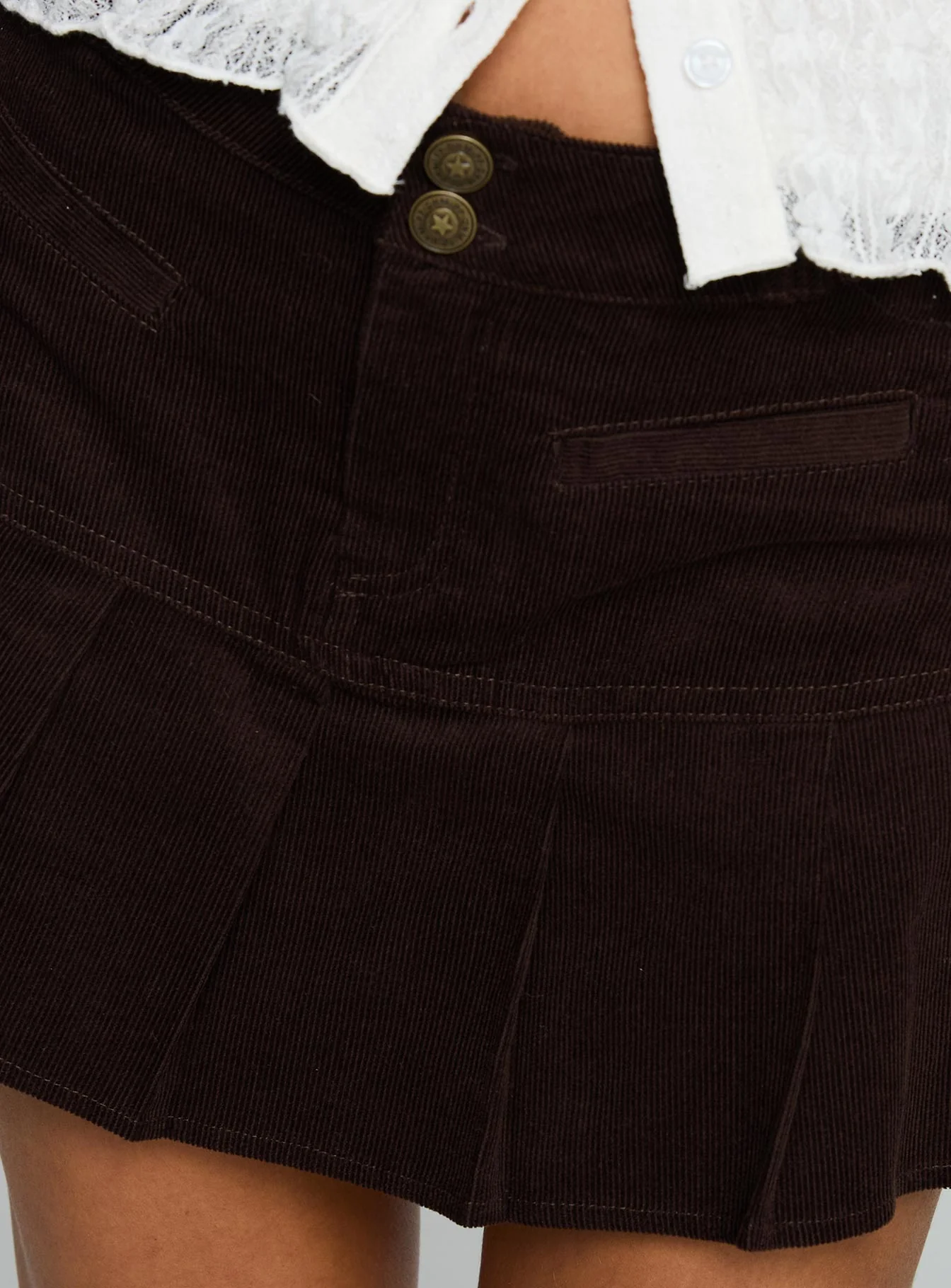 Haleigh Pleat Mini Skirt Brown - Image 6