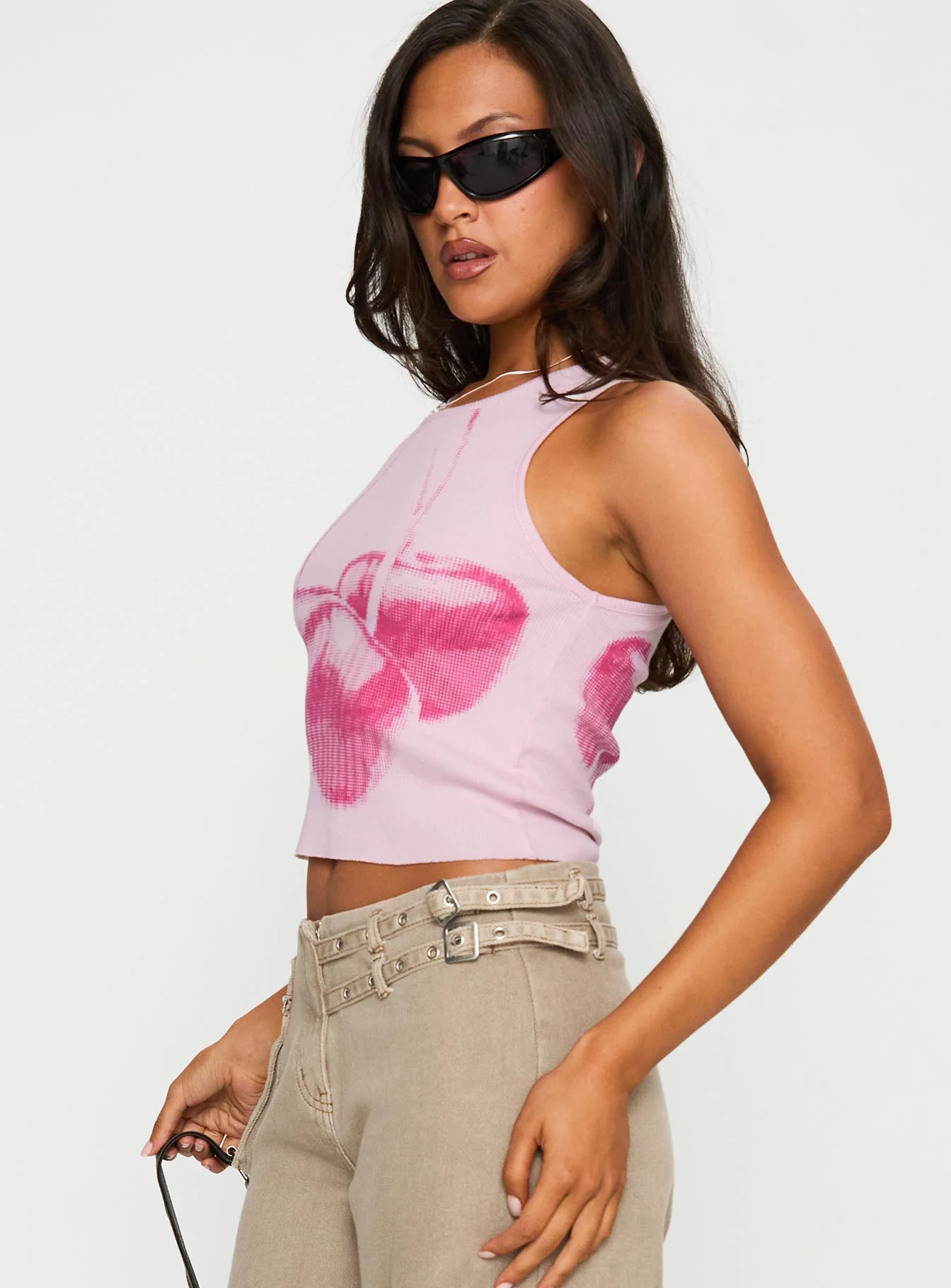 Halftone Cherry Graphic Top Pink - Image 4