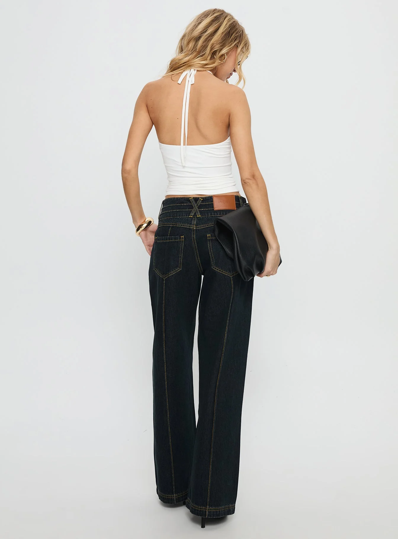 Hannalee Low Rise Wide Leg Jeans Grunge Wash - Image 5