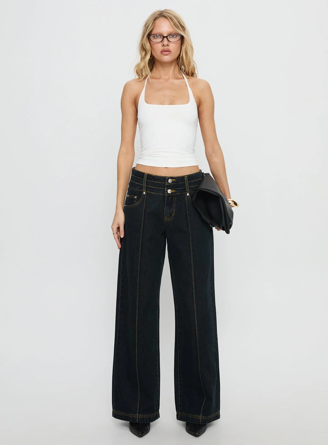 Hannalee Low Rise Wide Leg Jeans Grunge Wash - Image 7