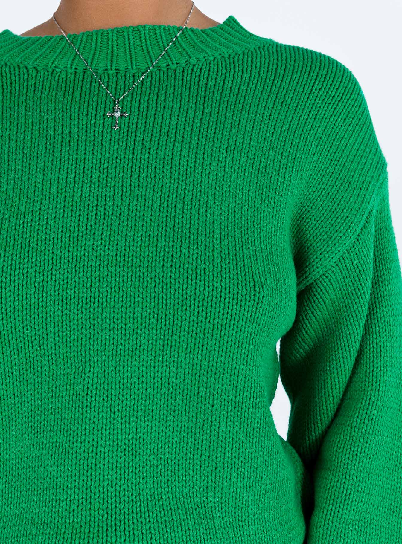 Harmony Balloon Sleeve Knit Sweater Green - Image 6