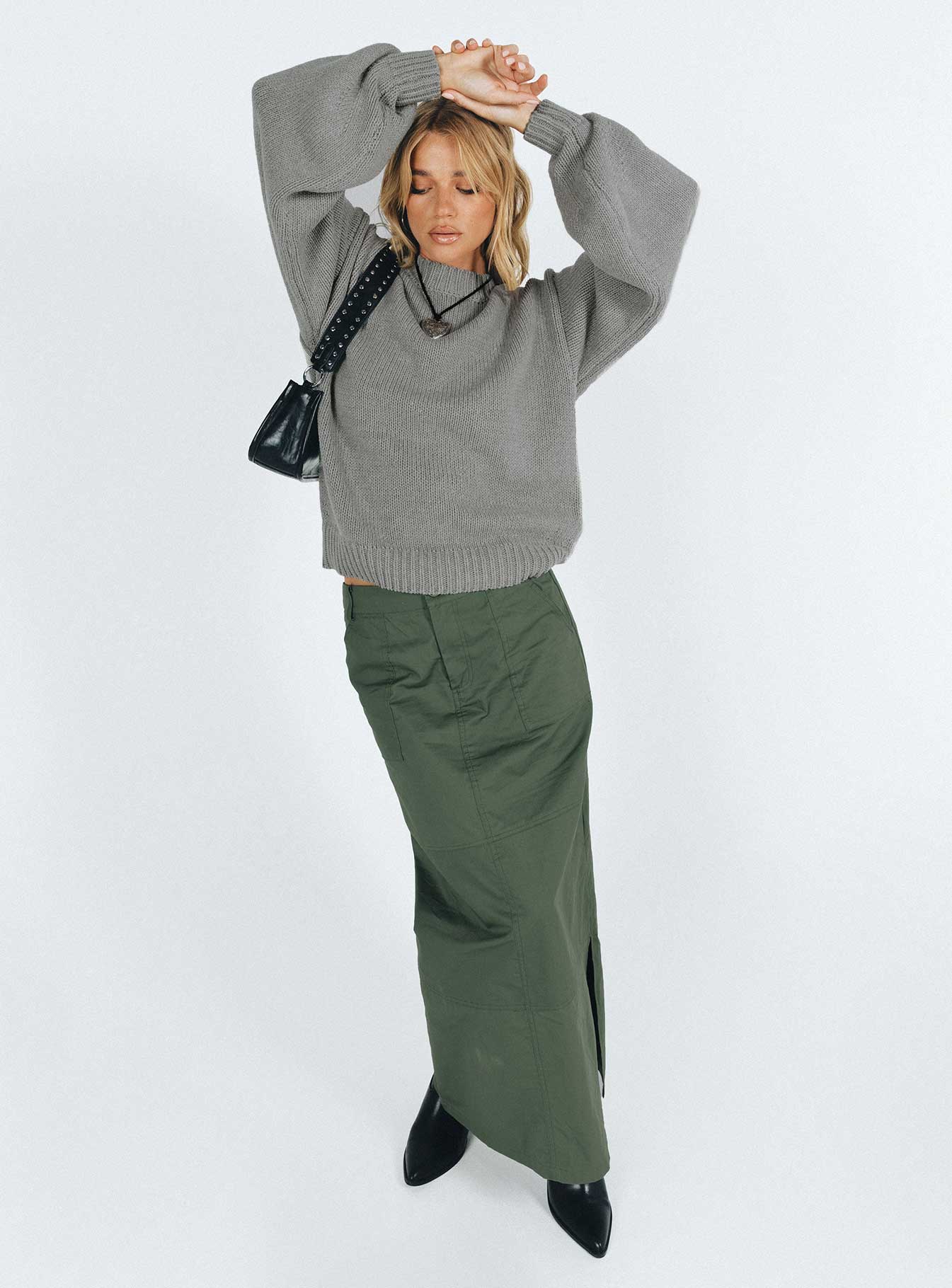 Harmony Balloon Sleeve Knit Sweater Grey - Image 8