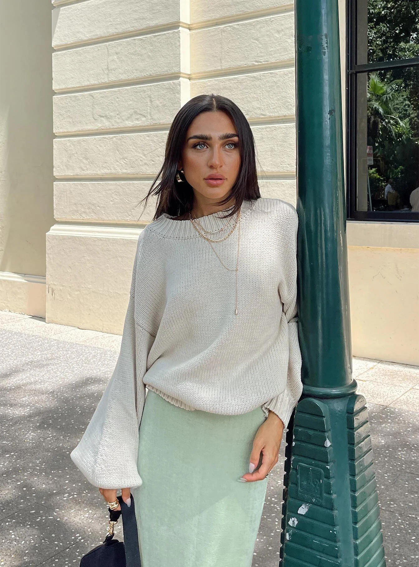 Harmony Balloon Sleeve Knit Sweater Beige - Image 8