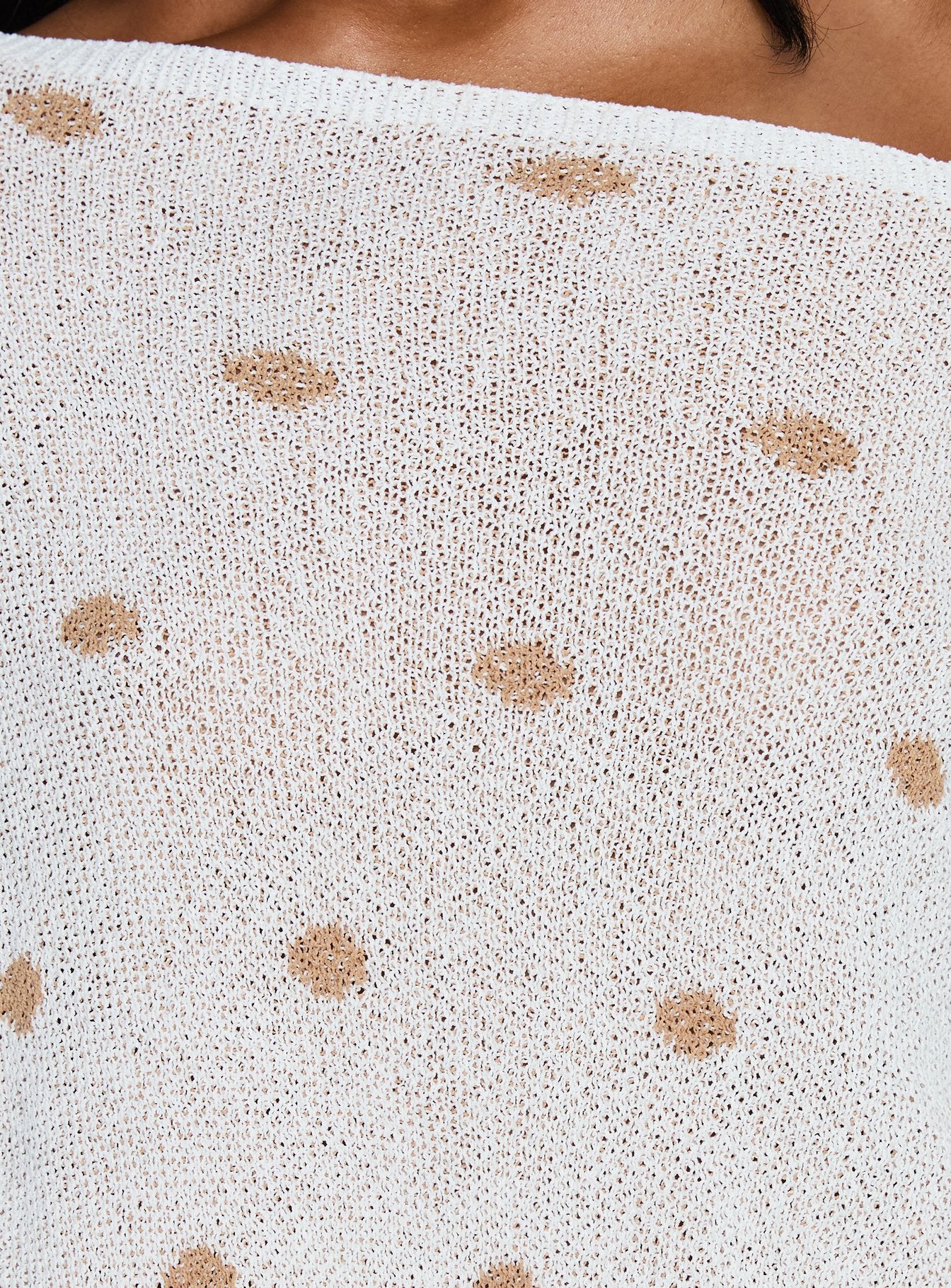 Harvy Off Shoulder Knit Sweater White Polka - Image 6